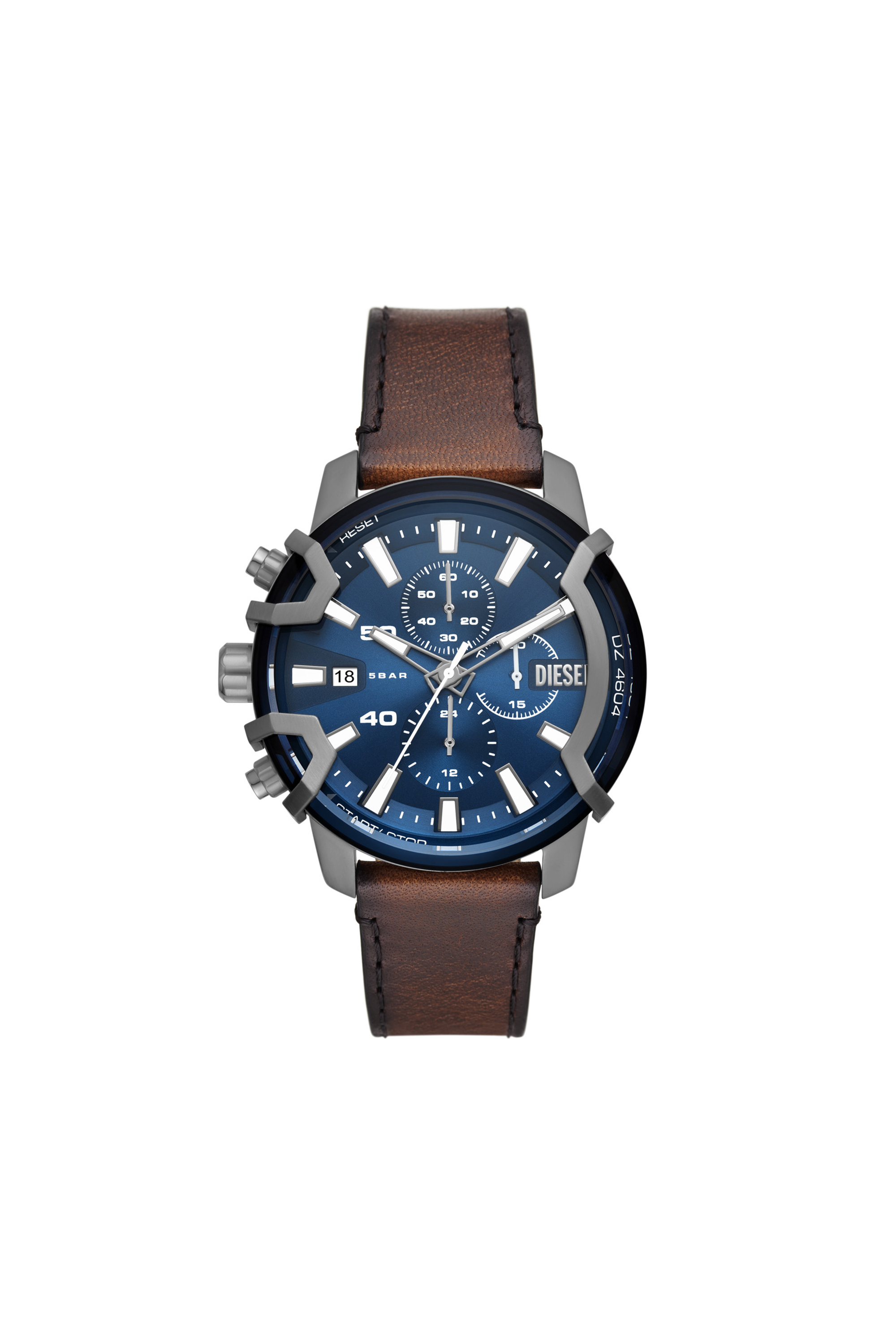 DZ4604: Griffed Chronograph Brown Leather Watch | Diesel