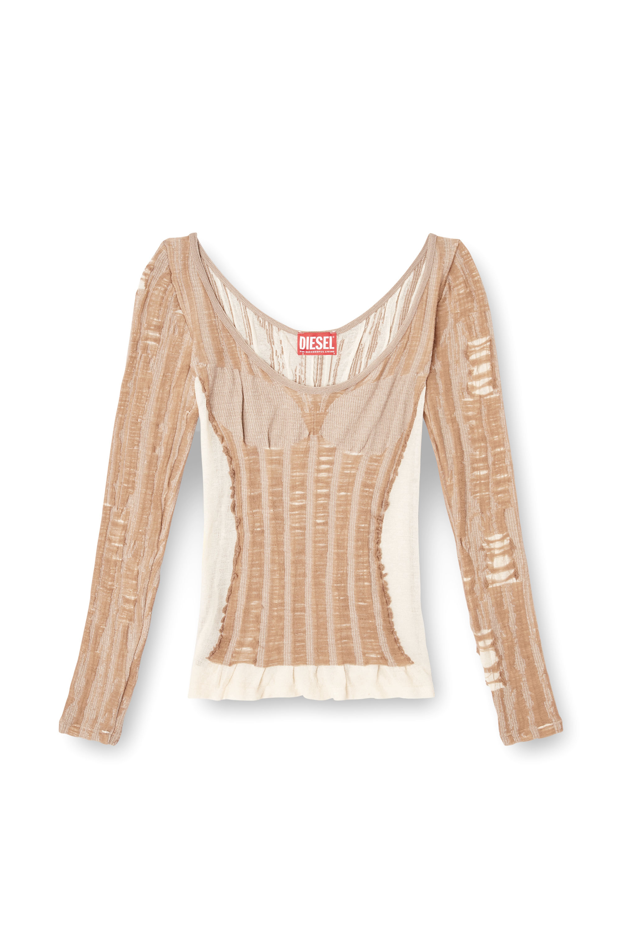 Diesel - M-CALAI, Top sans coutures avec illusion de lingerie Femme in Beige - 3