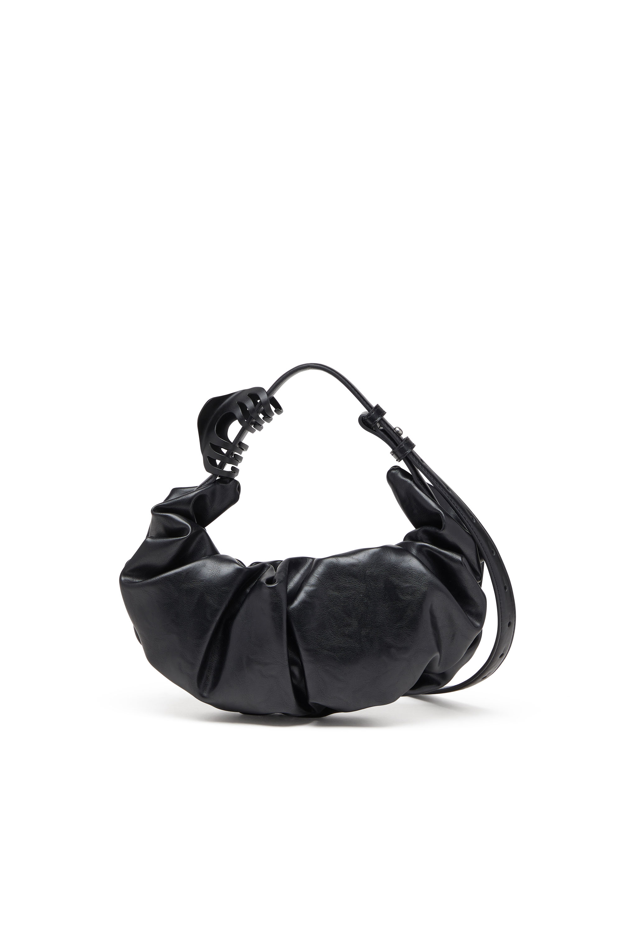 Diesel - GRAB-D HOBO S, Petit sac hobo froissé en PU brillant Femme in Noir - 3