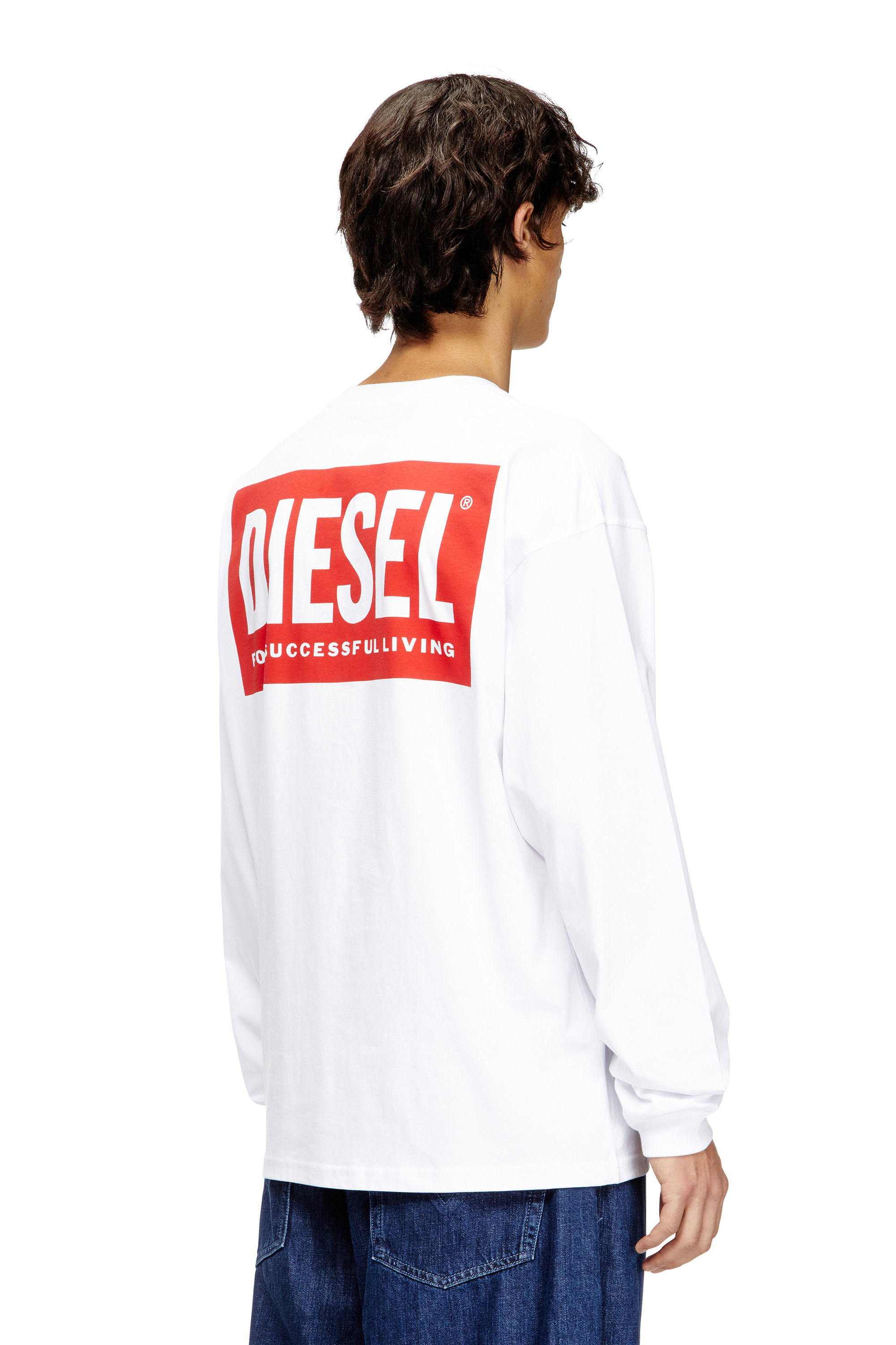 Diesel - T-BOXT-LS-BISK, Camiseta de manga larga y corte relajado con logotipos de Diesel Hombre in Blanco - 4