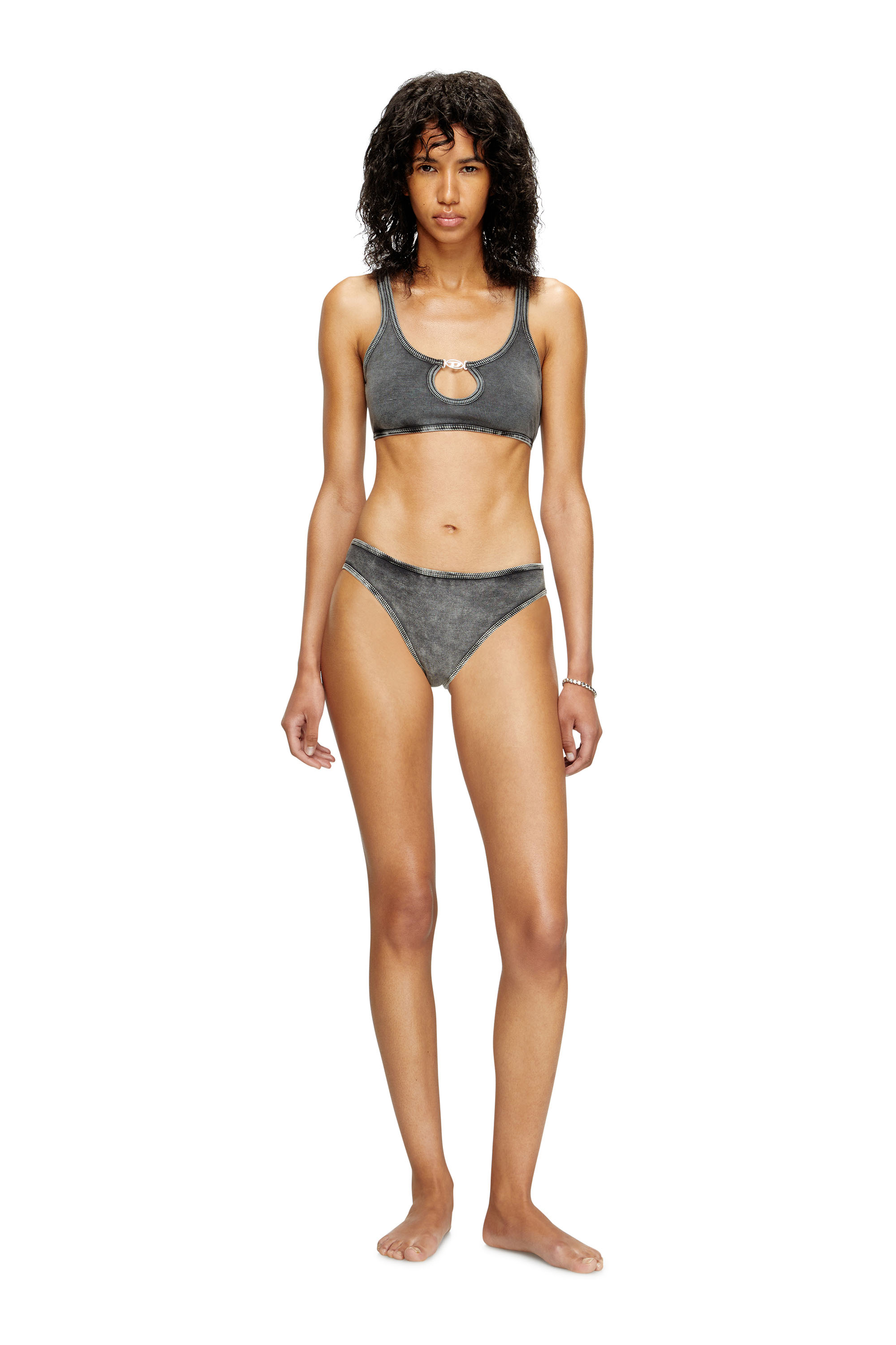 Diesel - UFPN-D-OVAL-HIGH-WAISTED-BRIEF, Woman's Ribbed briefs with Oval D plaque in Black - 1