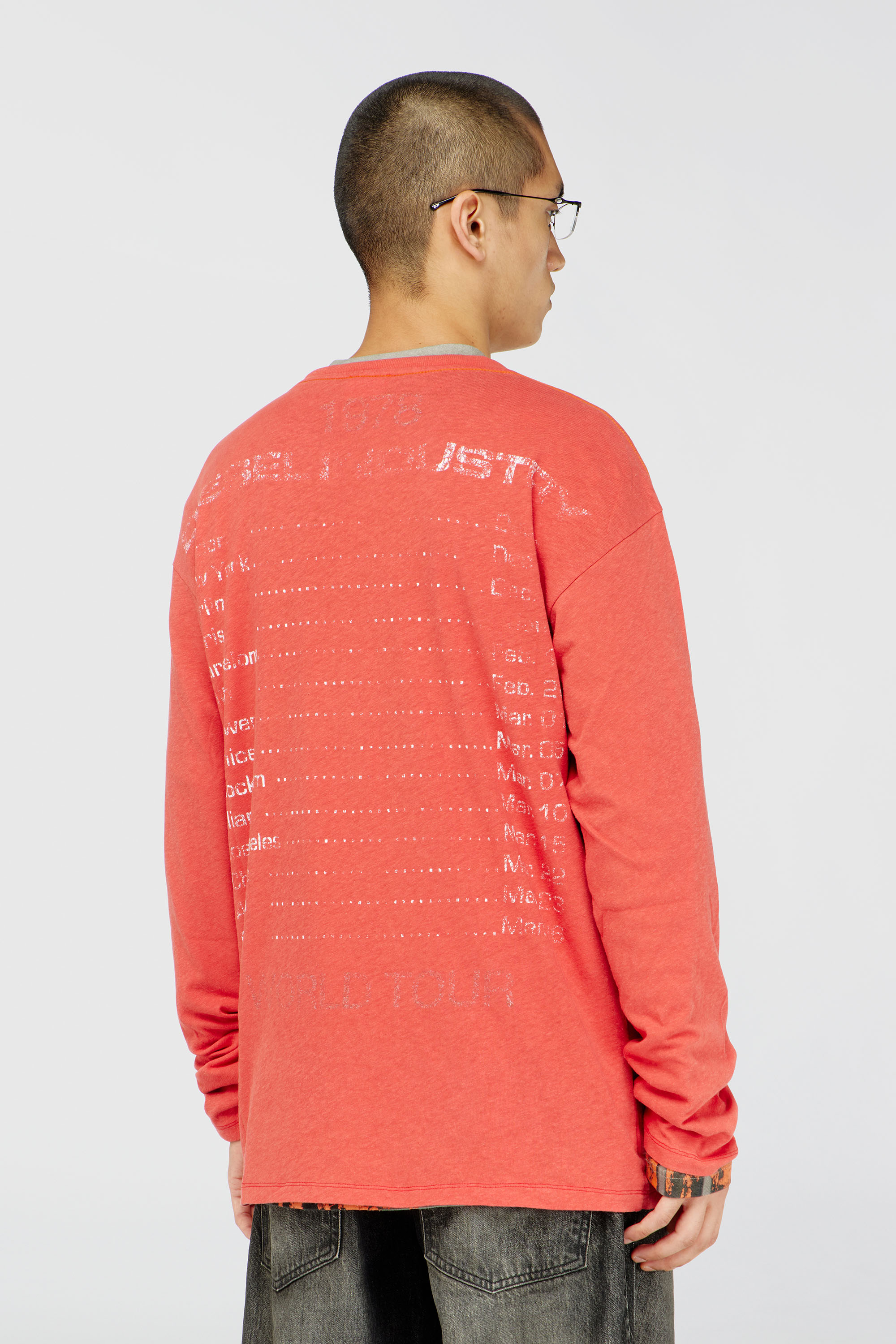 Diesel - T-GERI-LS, Man's Long-sleeve T-shirt with concert graphics in Coral Rose - 5