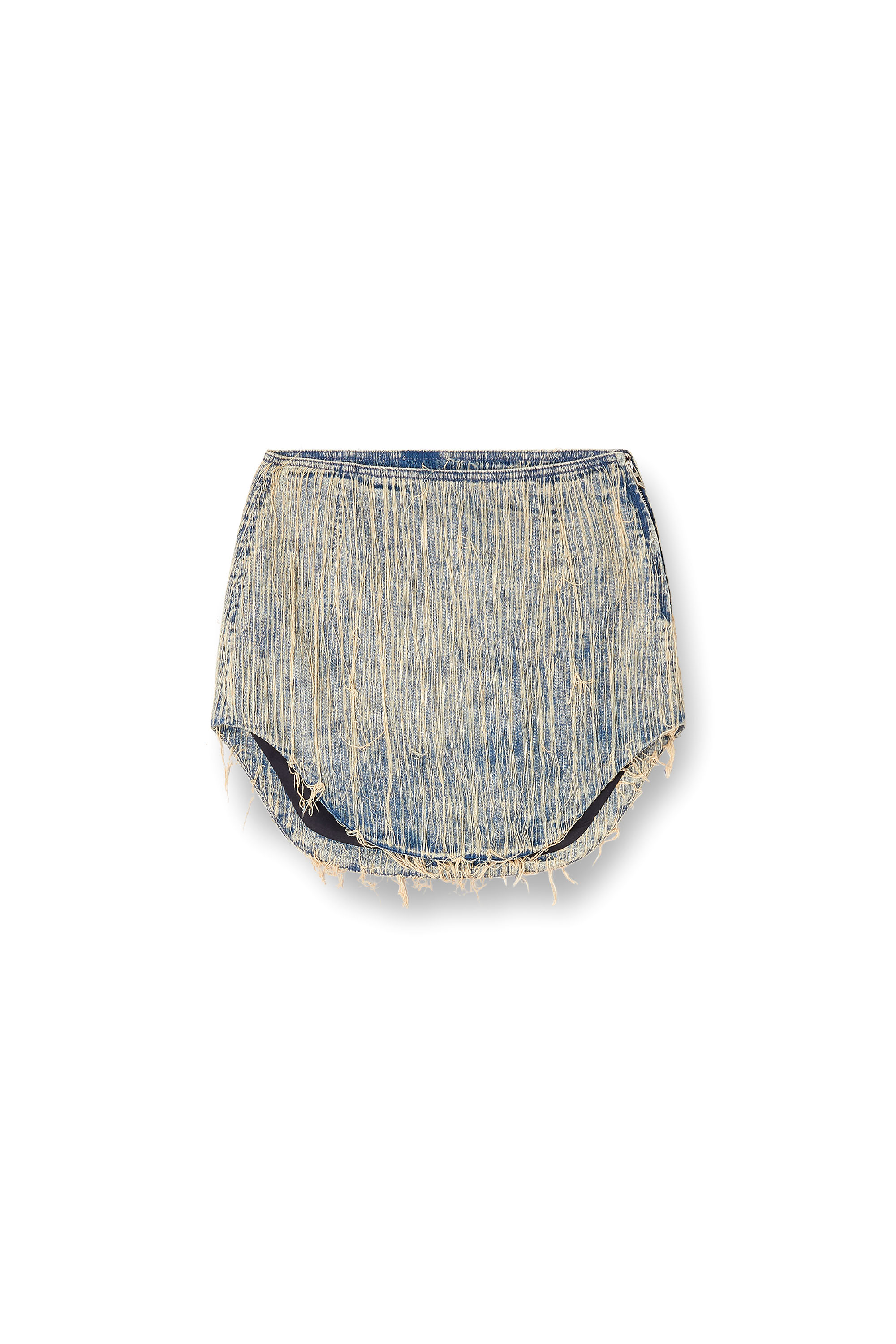 Diesel - DE-ADA-S, Jupe courte en denim avec détails bruts Femme in Bleu - 3