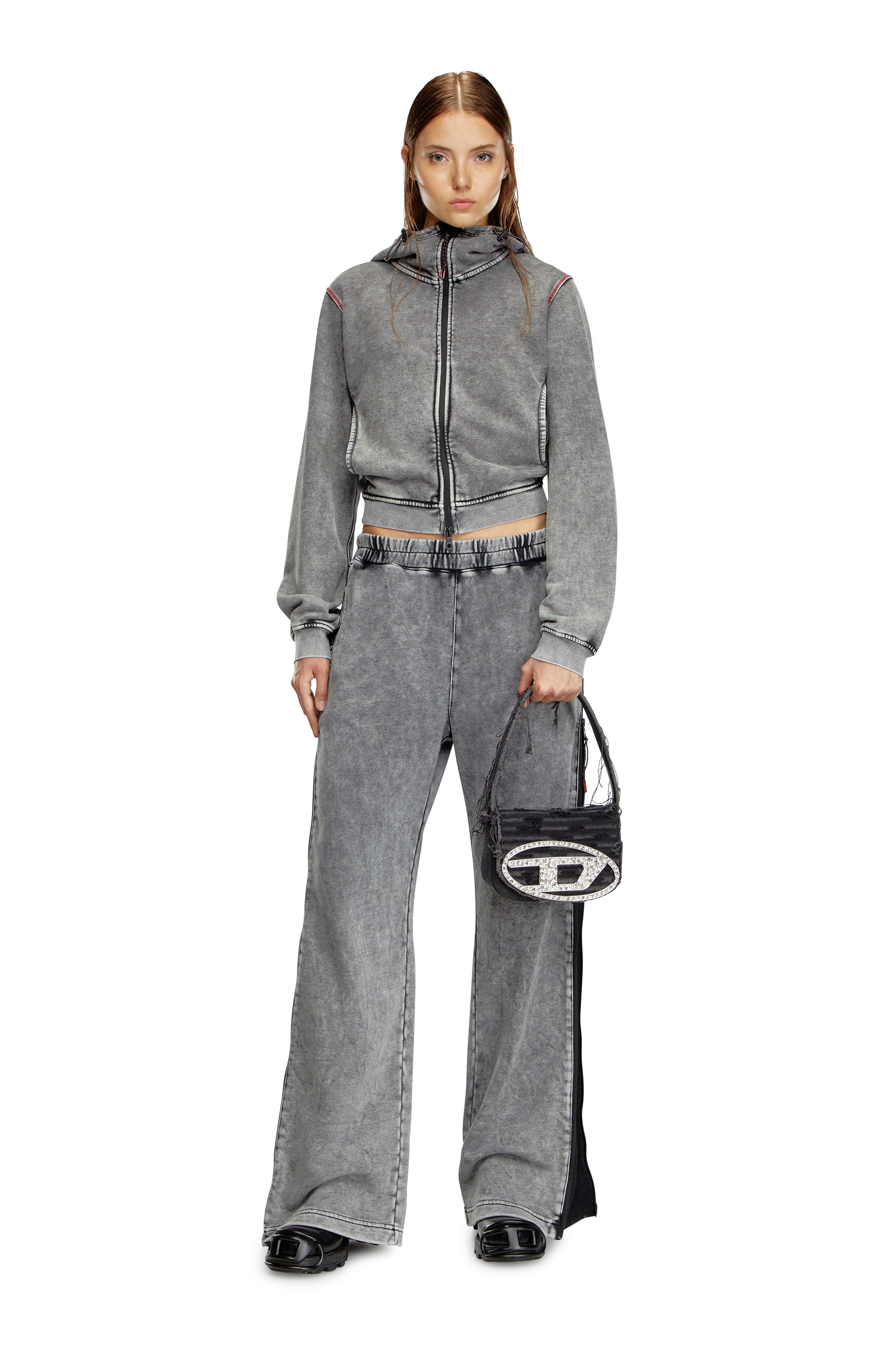 Diesel - 1DR, Woman's 1DR-Iconic shoulder bag in canvas and leather in Black - 2