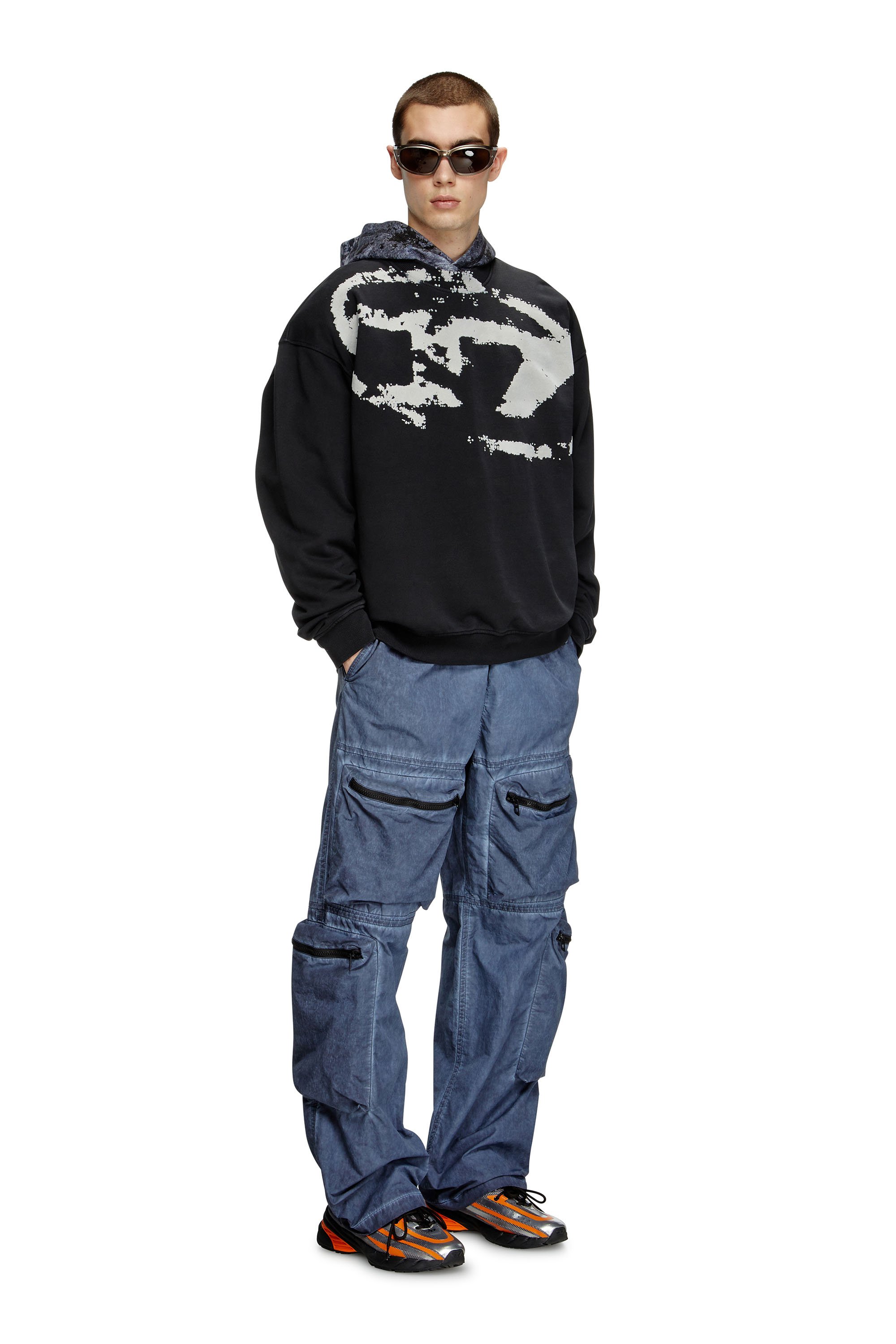 Diesel - S-BOXT-N5, Male's Sweatshirt with distressed flocked logo in Black - 1