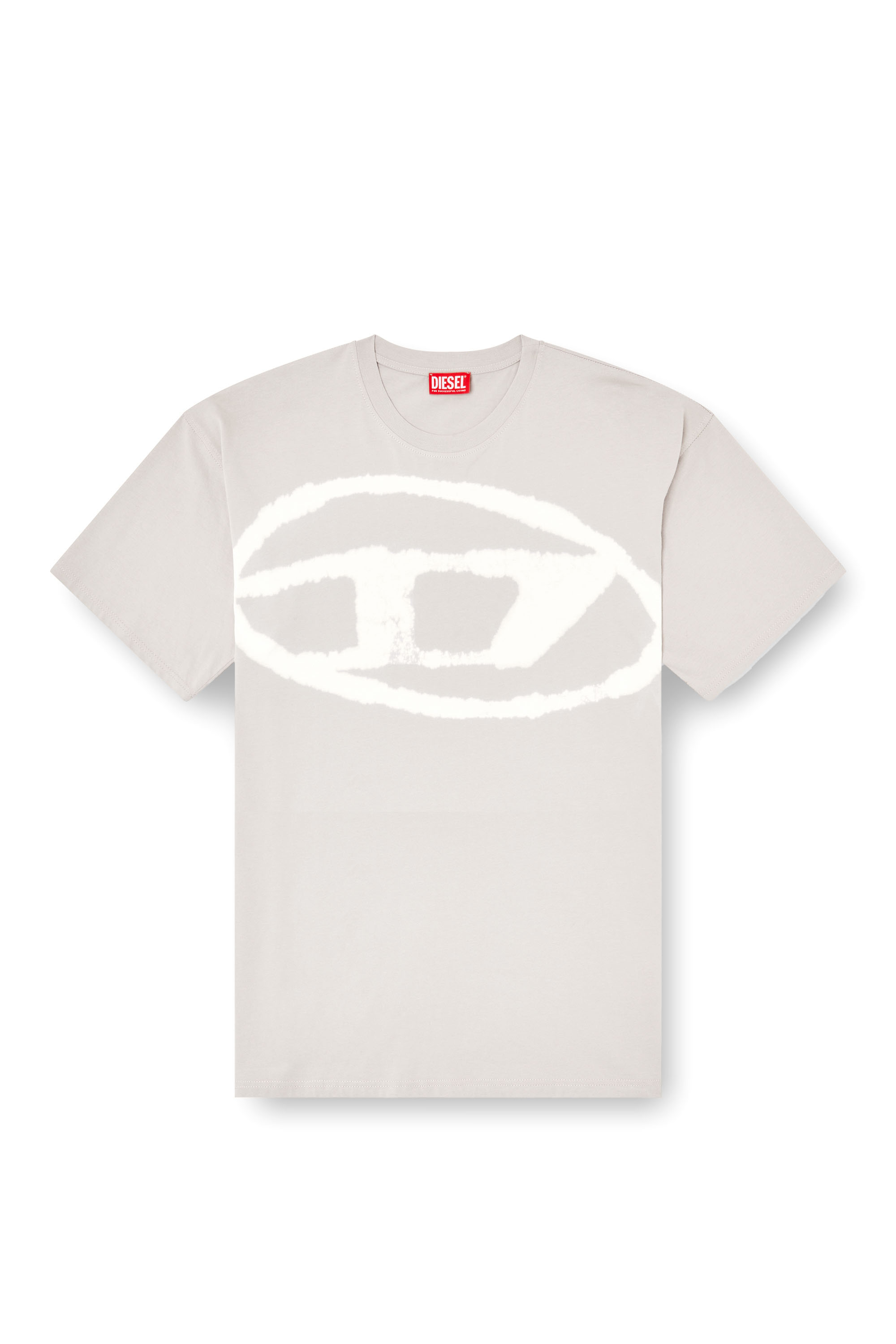 Diesel - T-BOXT-BLEACH, Male's T-shirt with bleached Oval D logo in Grey - 2
