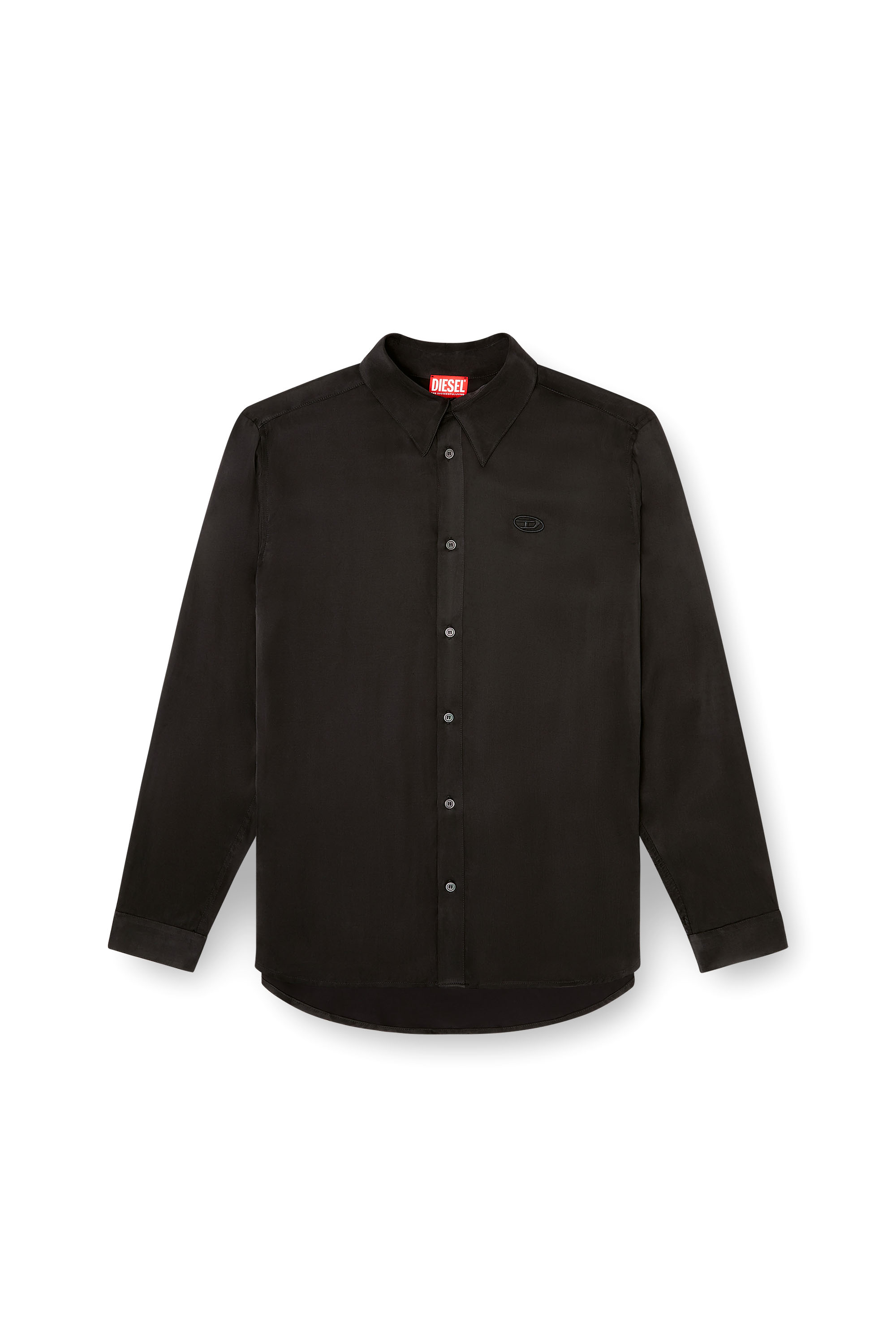 Diesel - S-SIMPLY-AJFU, Chemise en cupro avec logo brodé Homme in Noir - 3