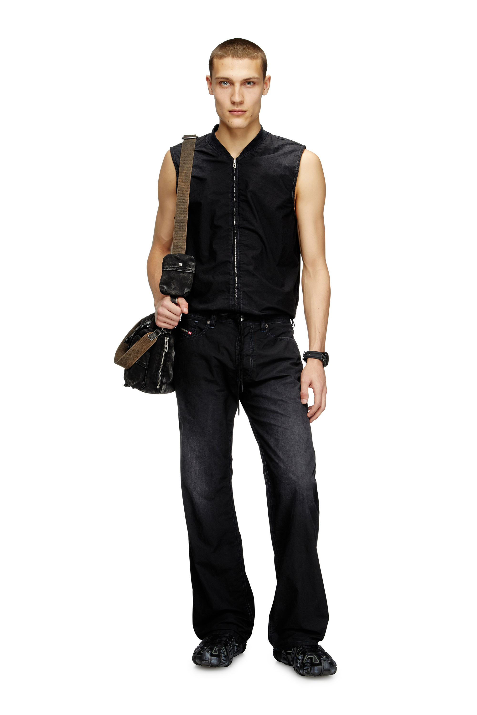 Diesel - D-SUND-D-N JOGG, Unisex's Sleeveless technical JoggJeans vest in Black/Dark Grey - 1