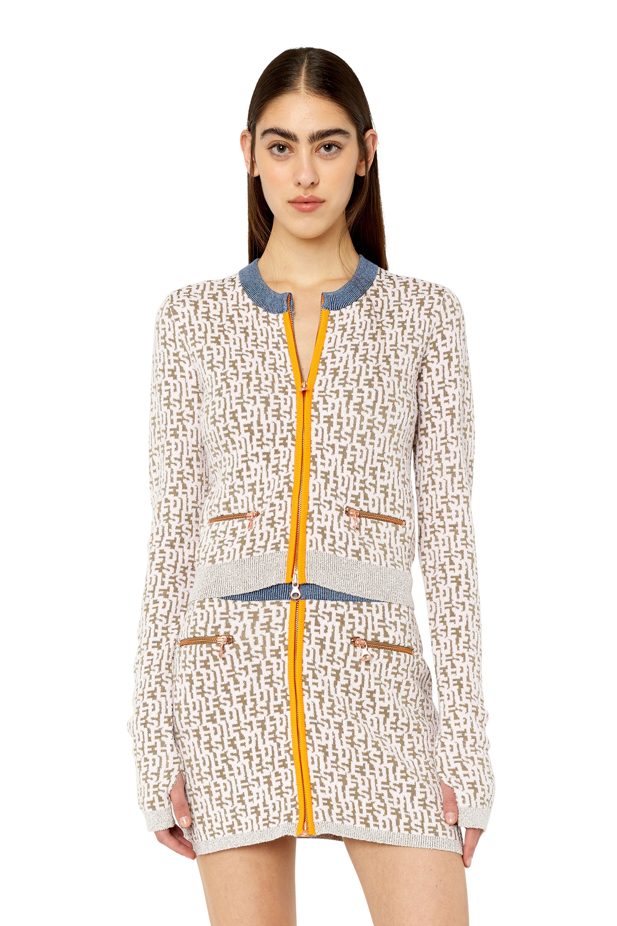 Diesel - M-ALLORCA, Woman's Knit cardigan in Brown/White - 3