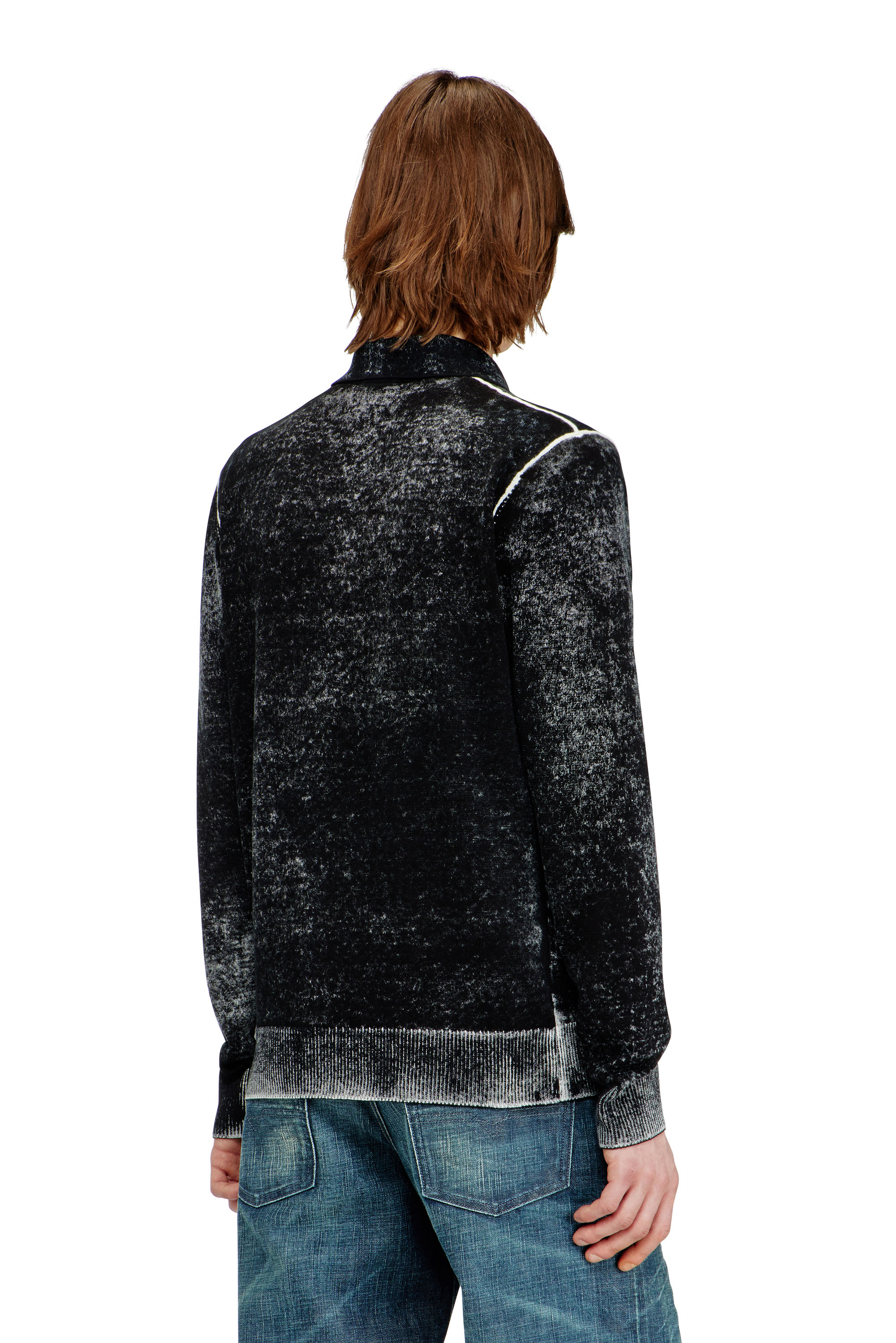 Diesel - K-LAWRENCE, Man's Polo jumper with faded reverse print in Grey/Black - 4