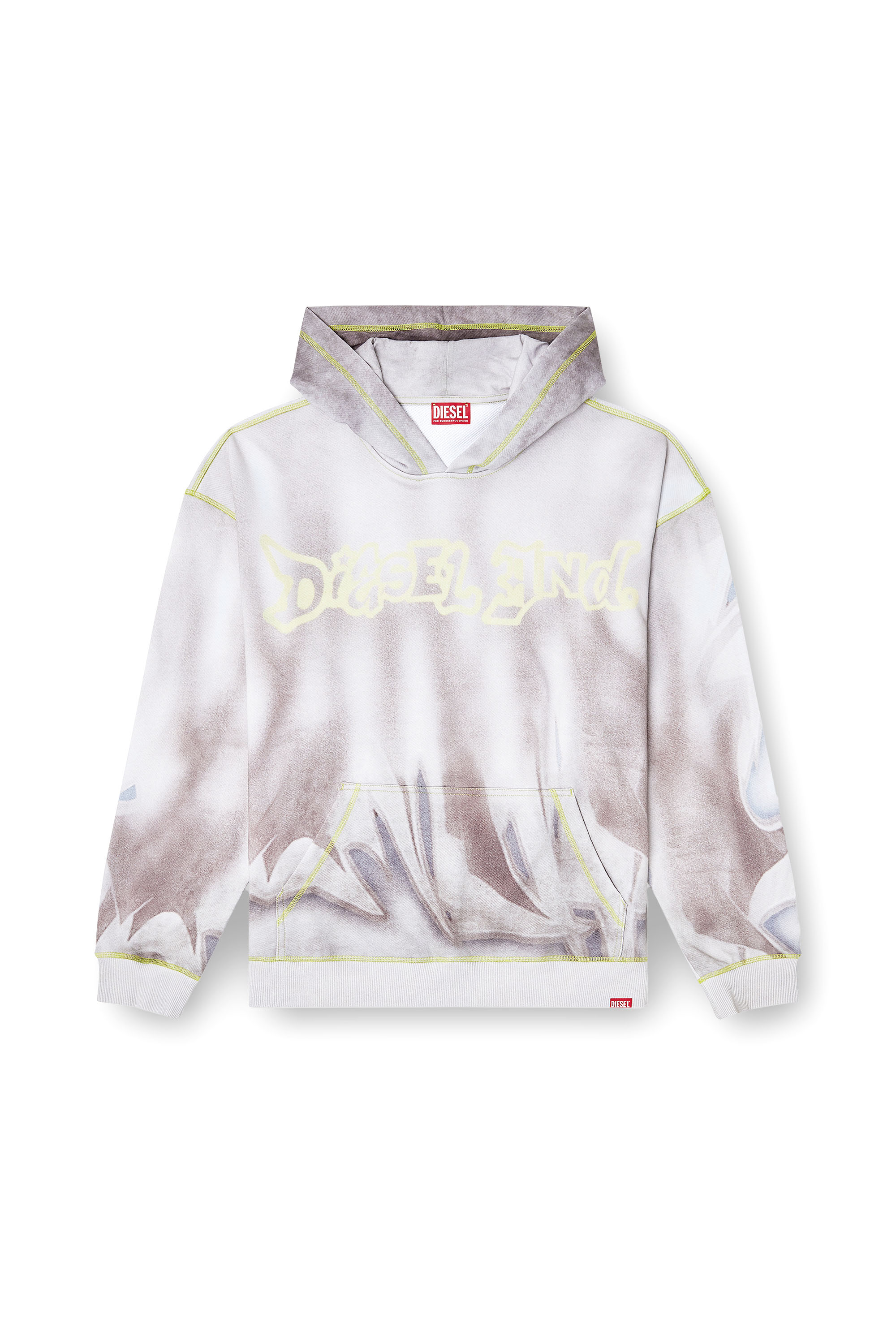 Diesel - S-BOXT-HOOD-SHOW, Man's Hoodie with graffiti print in Light Grey - 3