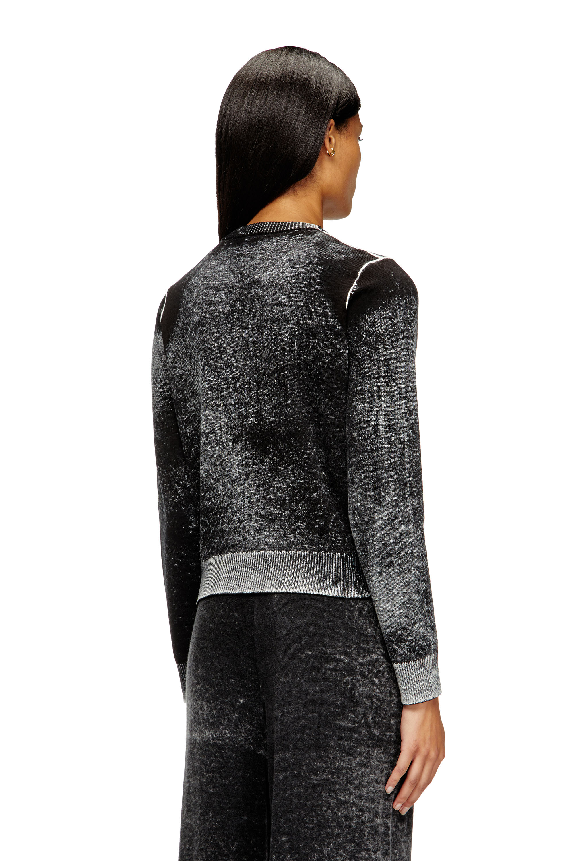 Diesel - M-LOVRE, Female's Jumper with faded reverse print in Grey/Black - 3