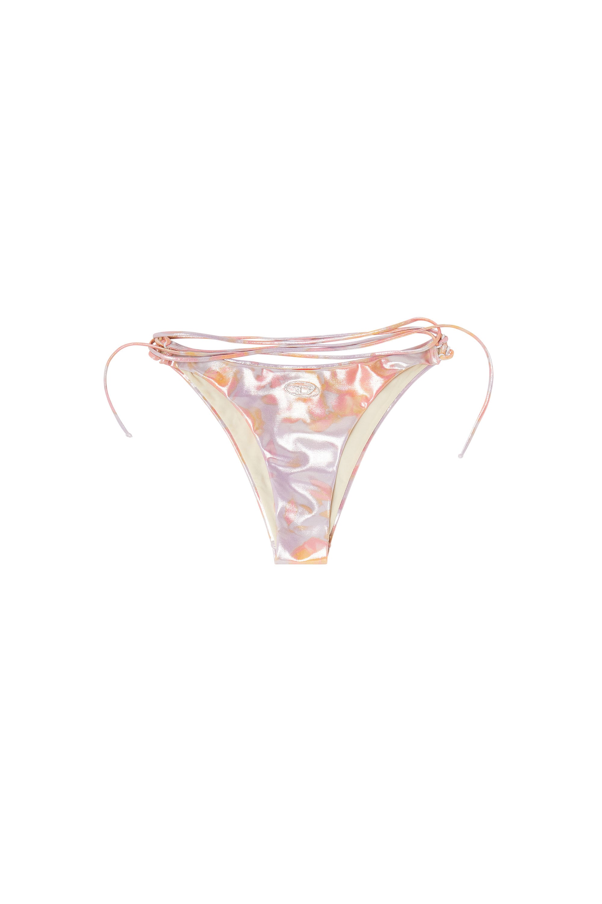 Diesel - GIUSY-UTLT, Woman's Strappy metallic bikini bottoms with floral print in Lilac - 4