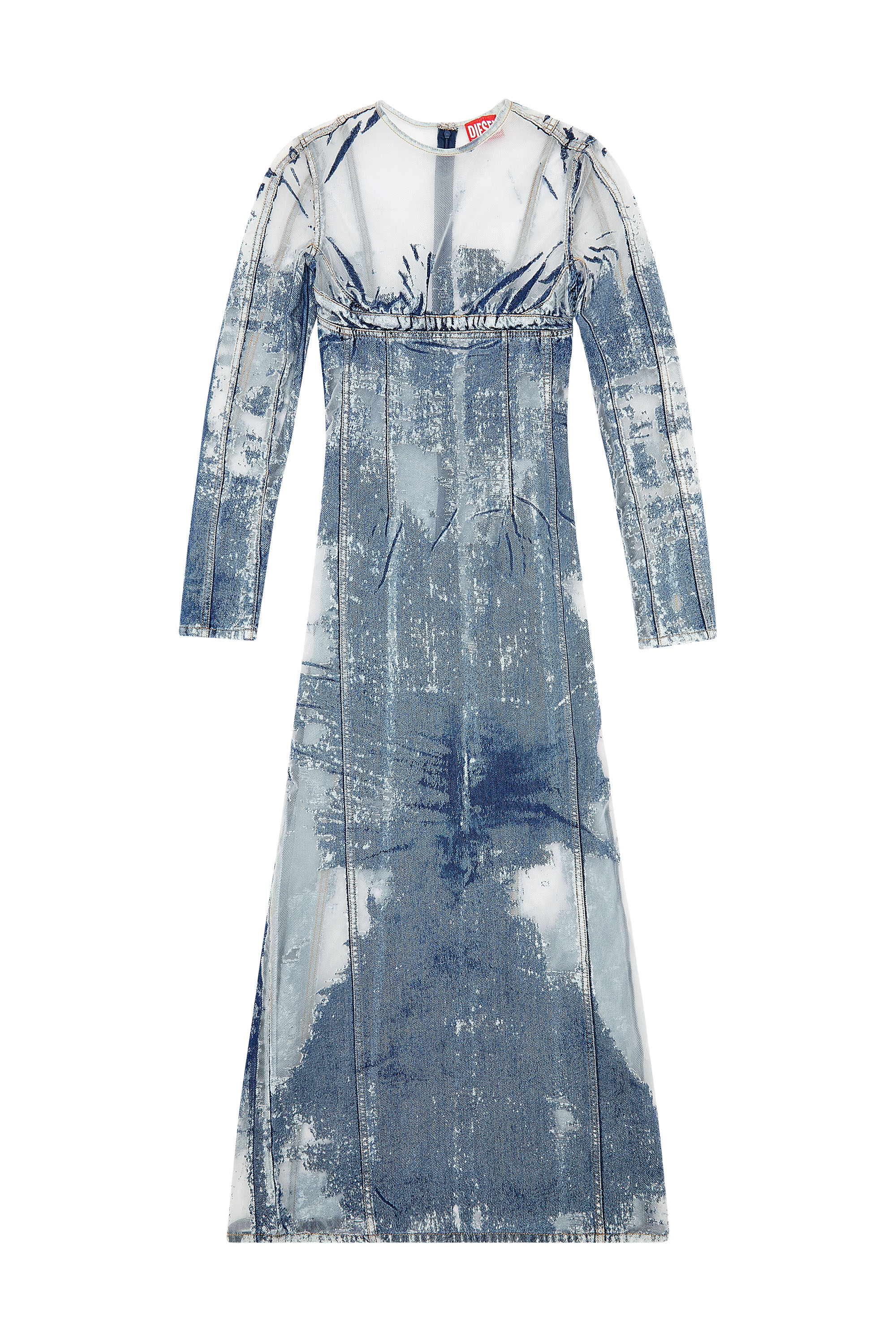 Diesel - DE-NICOLO-FSD, Woman's Long denim dress with devor&eacute; in Light Blue - 2