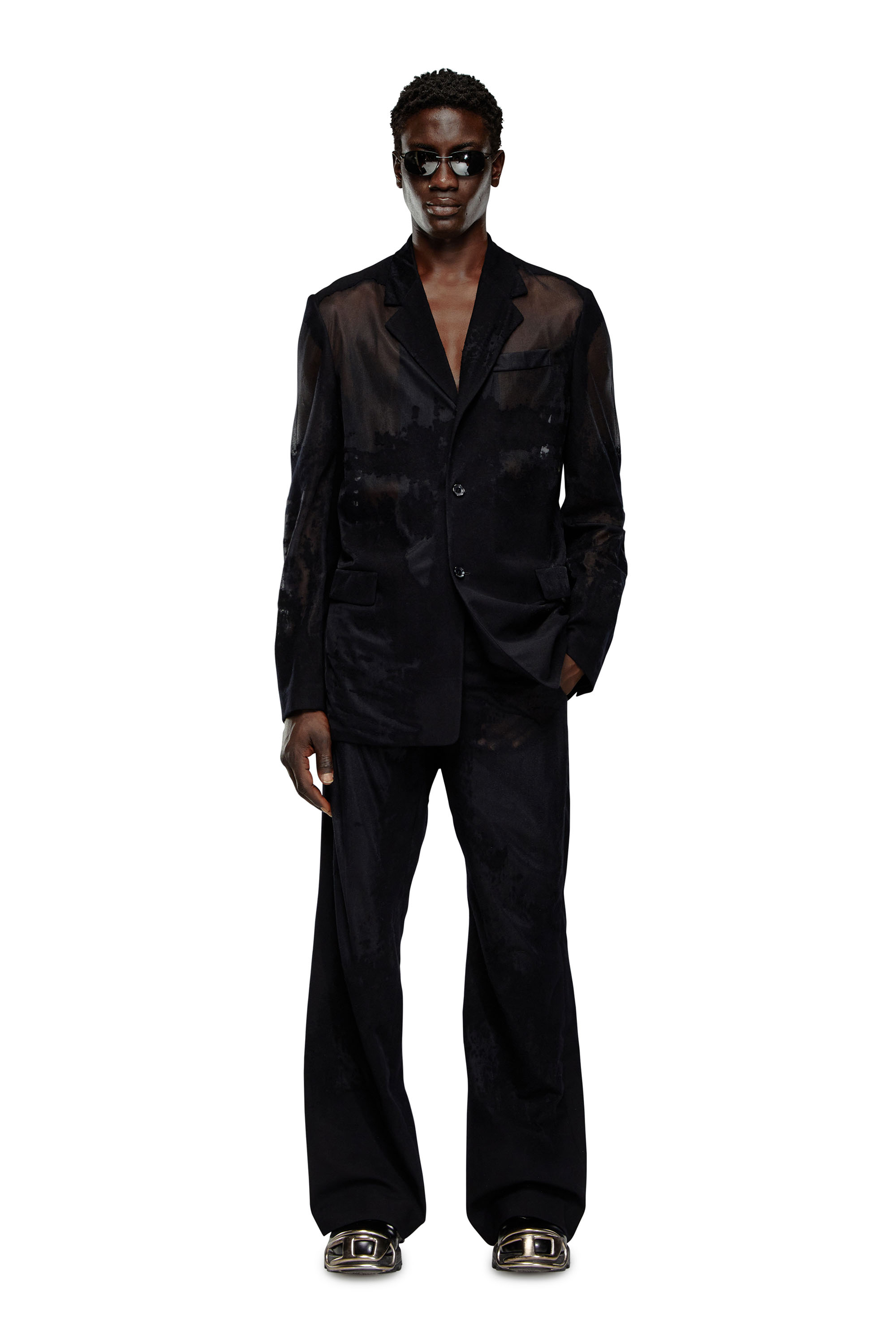 Men's Tailored jacket in devoré cool wool | Black | Diesel US