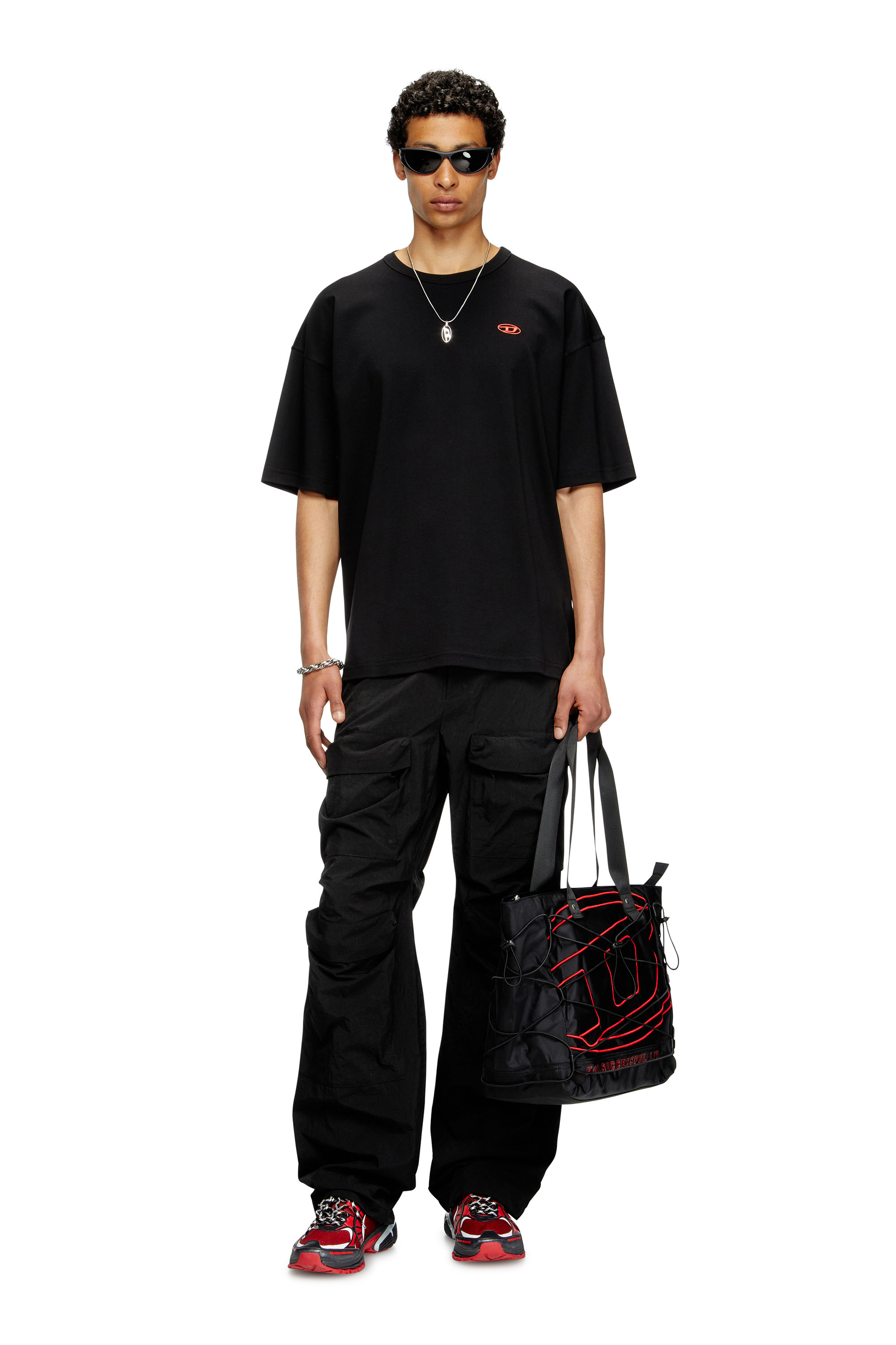 Diesel - T-BOXT-T6, Male's T-shirt with red Oval D in Black - 1