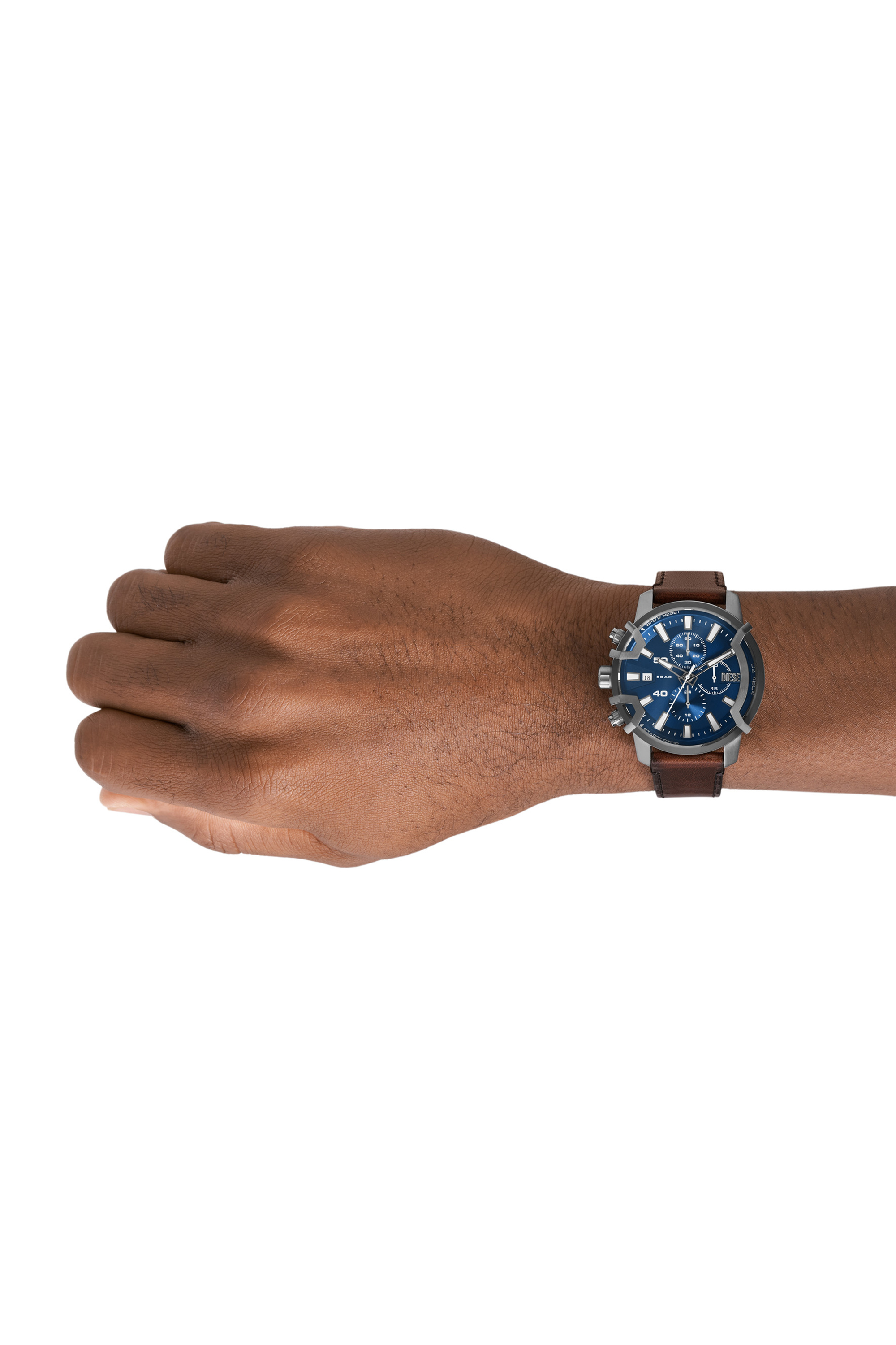 DZ4604: Griffed Chronograph Brown Leather Watch | Diesel
