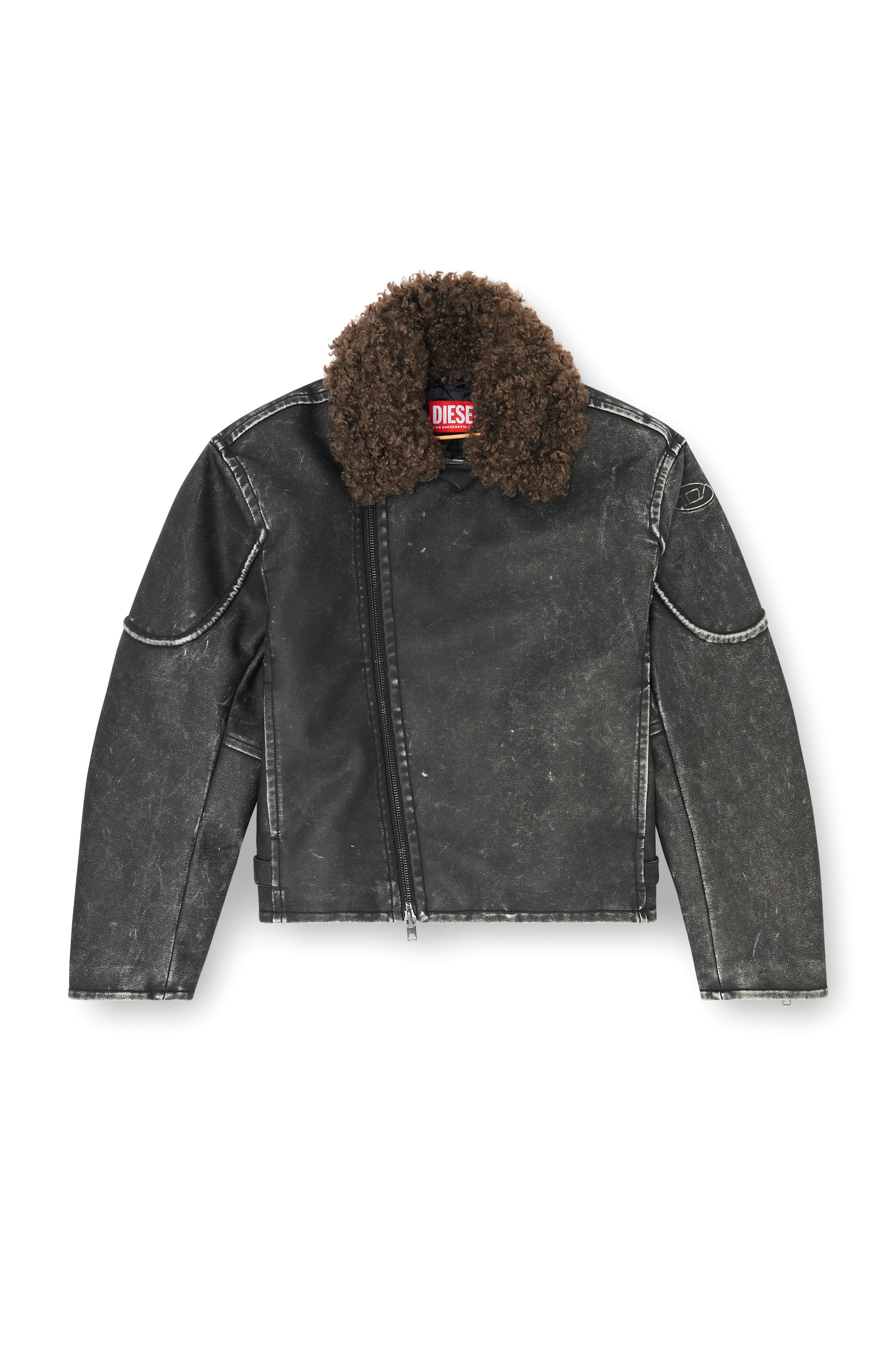 Diesel - W-ALEX, Chaqueta biker con cuello desmontable Hombre in Gris - 2