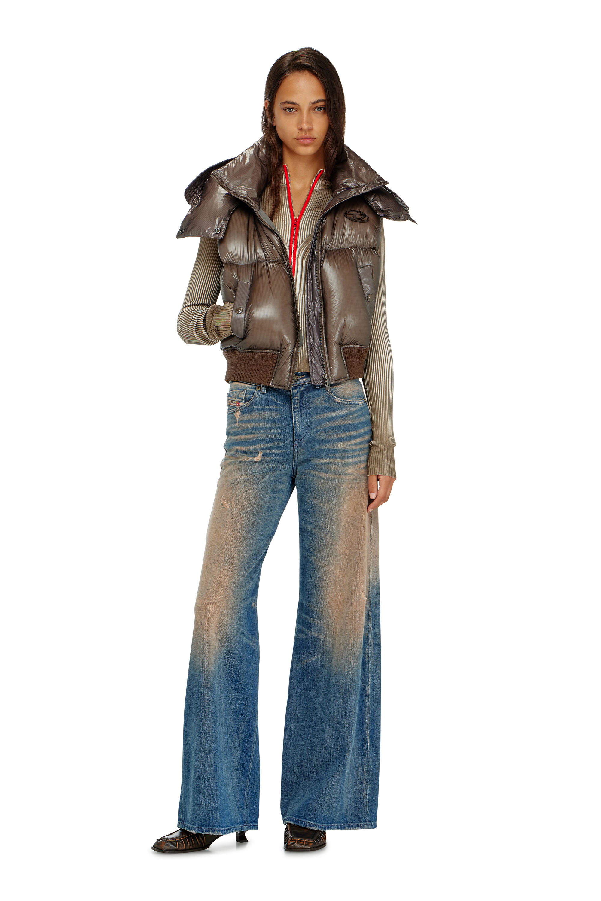 Diesel - W-PEYT-SSL-NEW-T1, Doudoune sans manches en ripstop avec capuche amovible Femme in ToBeDefined - 1