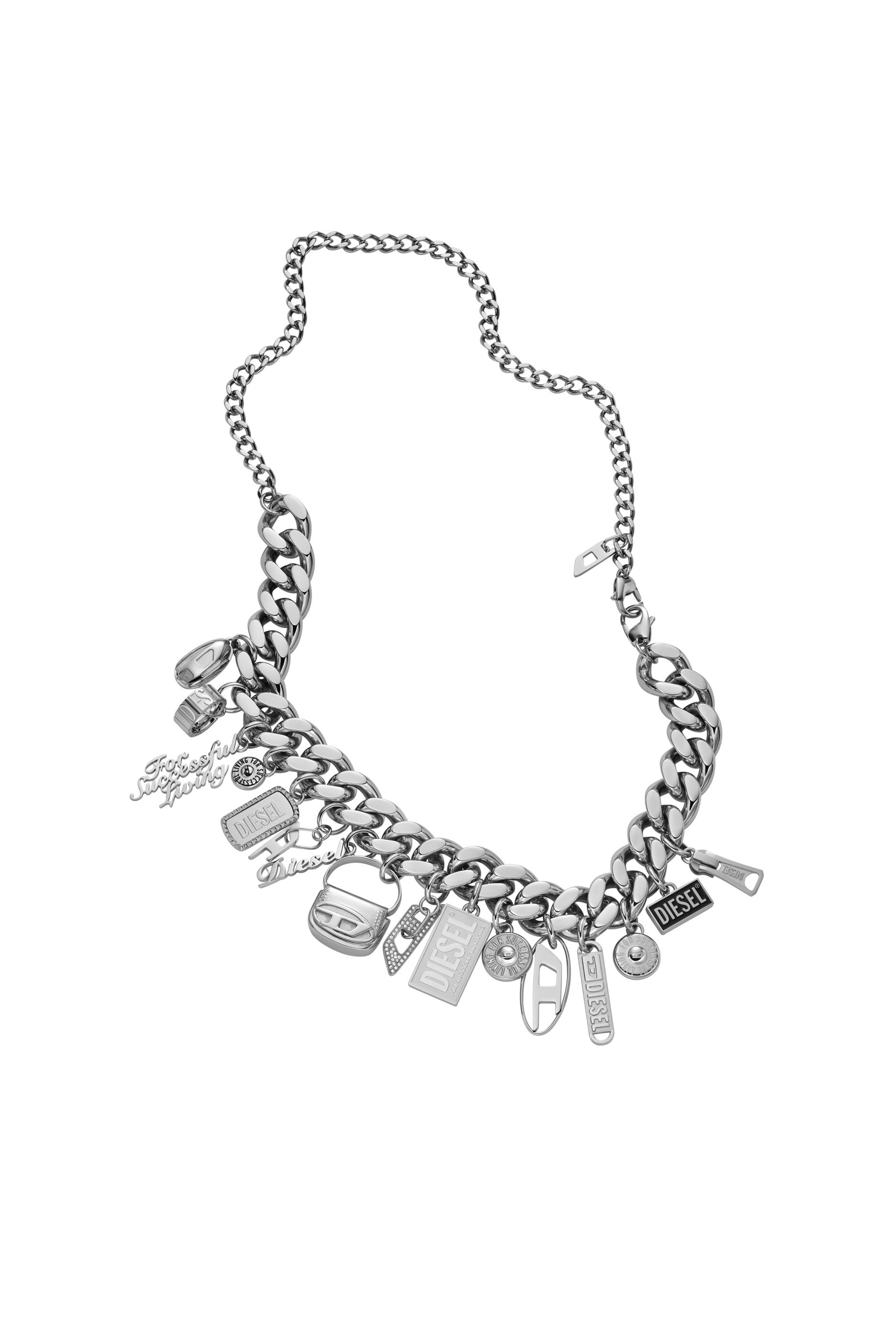 Women's Stainless steel charm chain necklace | Silver | Diesel