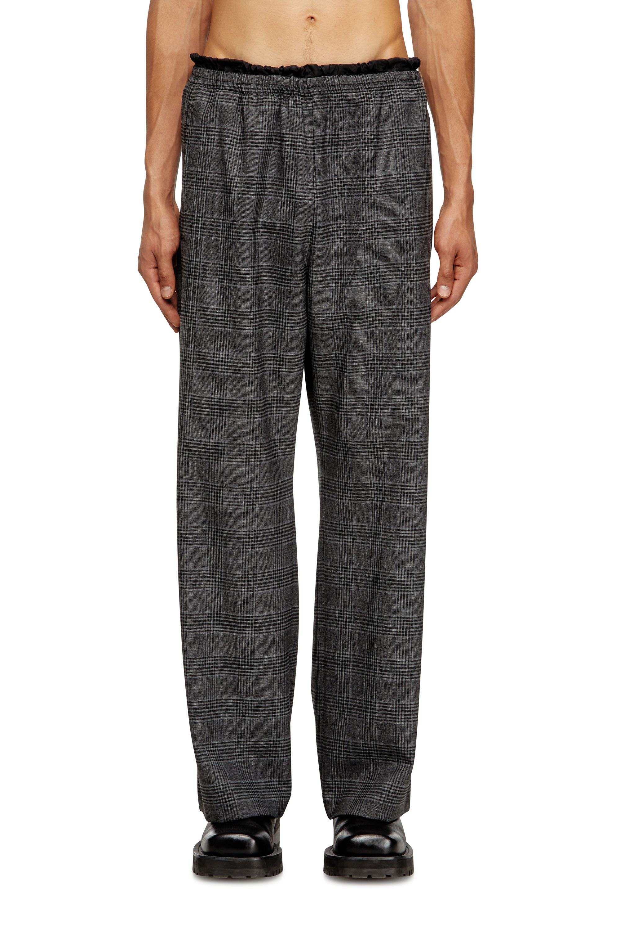 Diesel - P-TILSON, Male's Wool pants with a drawstring waist in Black/Grey - 1