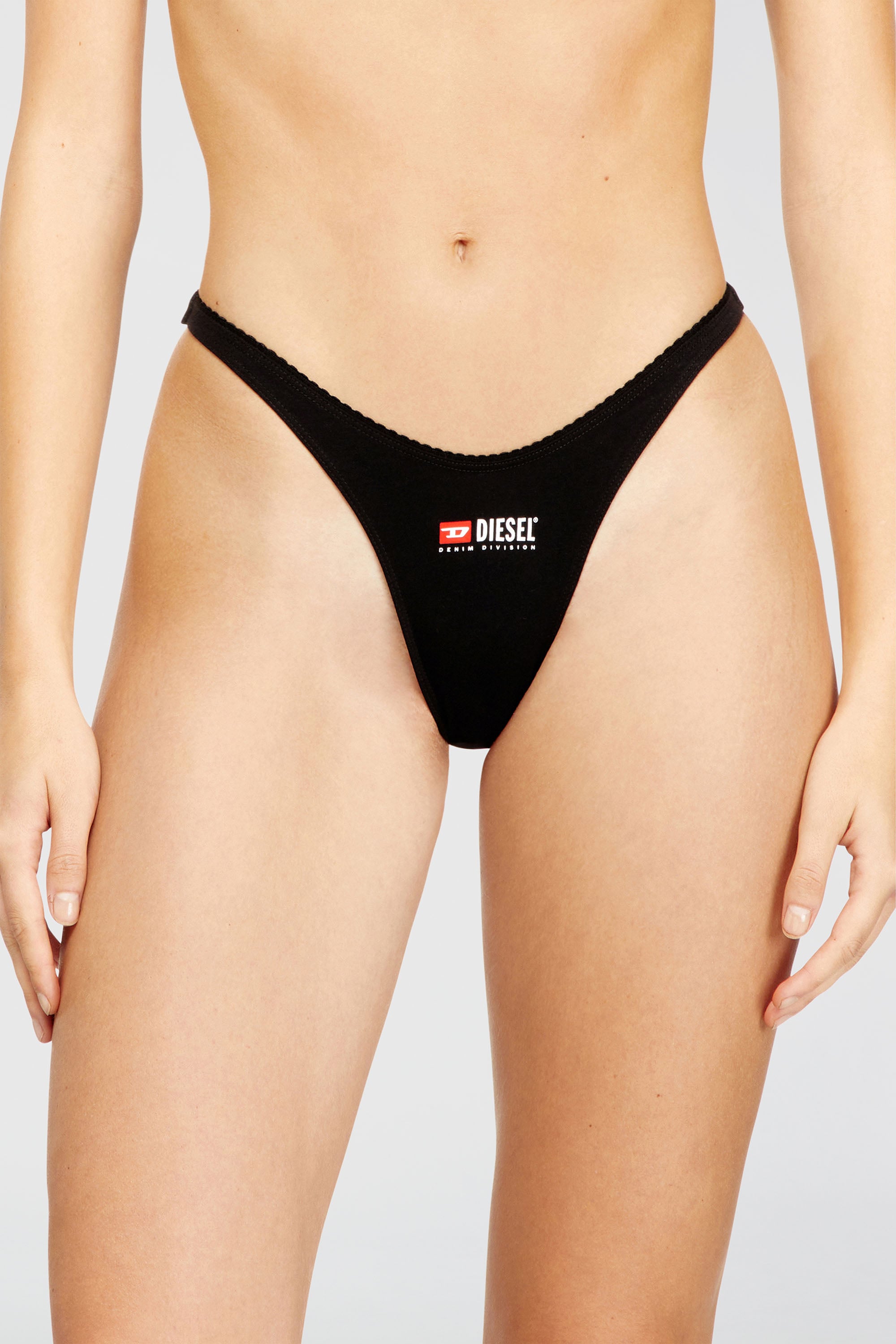 Diesel - MICRO-PUNCHY-D-CORE-3PACK, Woman's Three-pack of stretch cotton thongs with logo in Black - 1