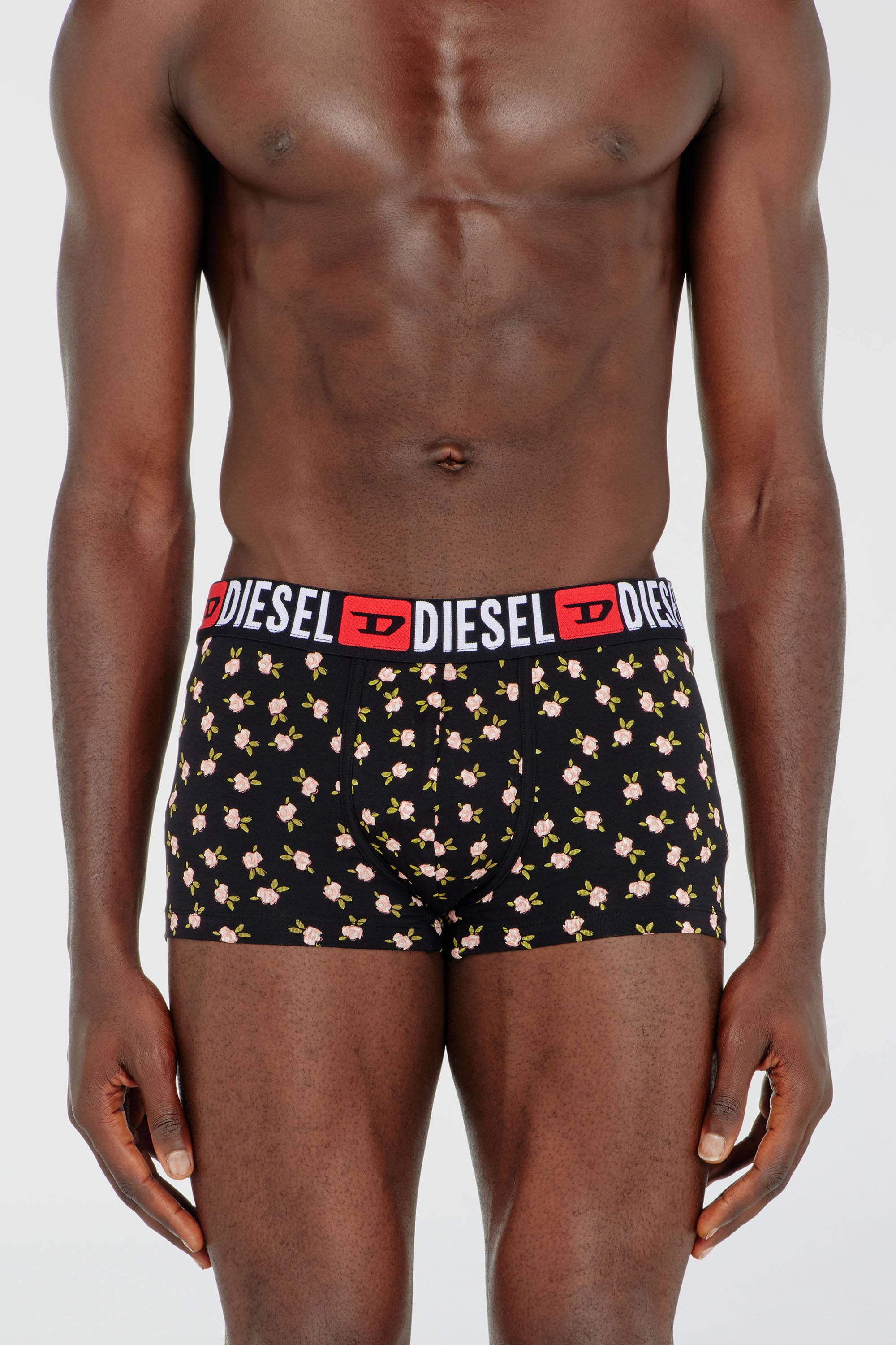 Diesel - UMBX-DAMIENTHREEPACK, Male's Three-pack of stretch cotton trunks with floral print in Black/Red - 2