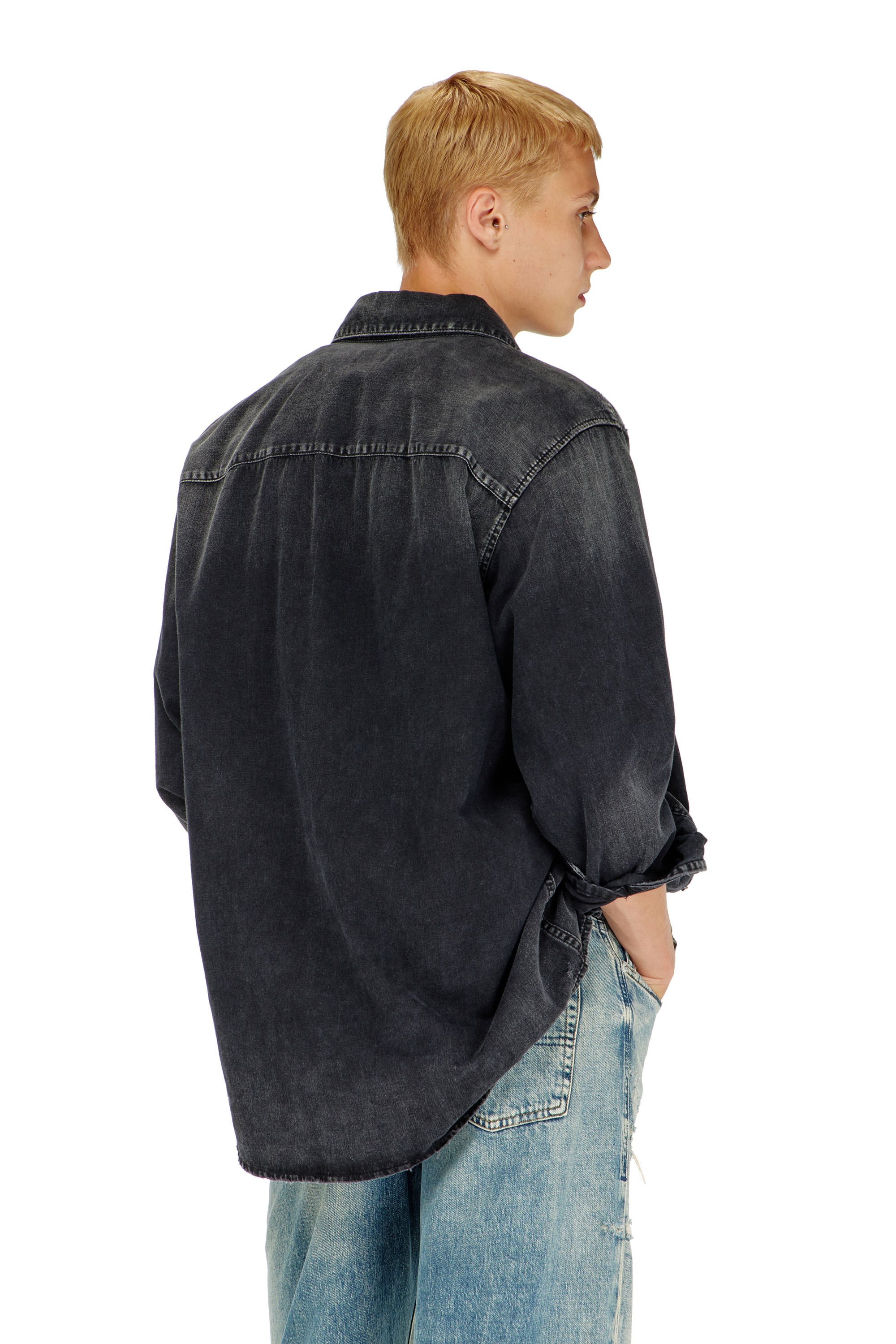 Diesel - D-SIMPLY, Chemise en denim &agrave; manches longues Homme in Noir - 4