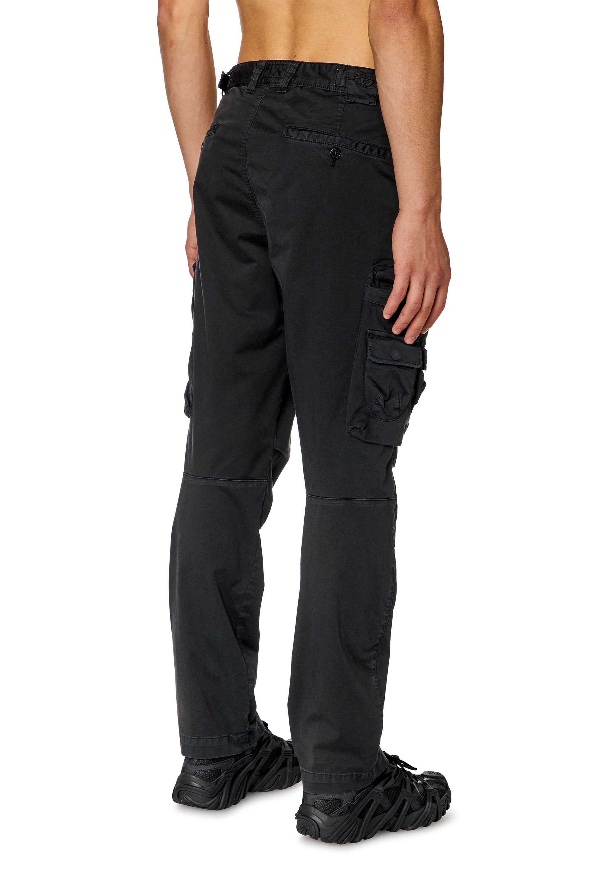 Diesel - P-ARGYM-NEW-A, Man's Faded cargo pants in stretch cotton in Black - 3