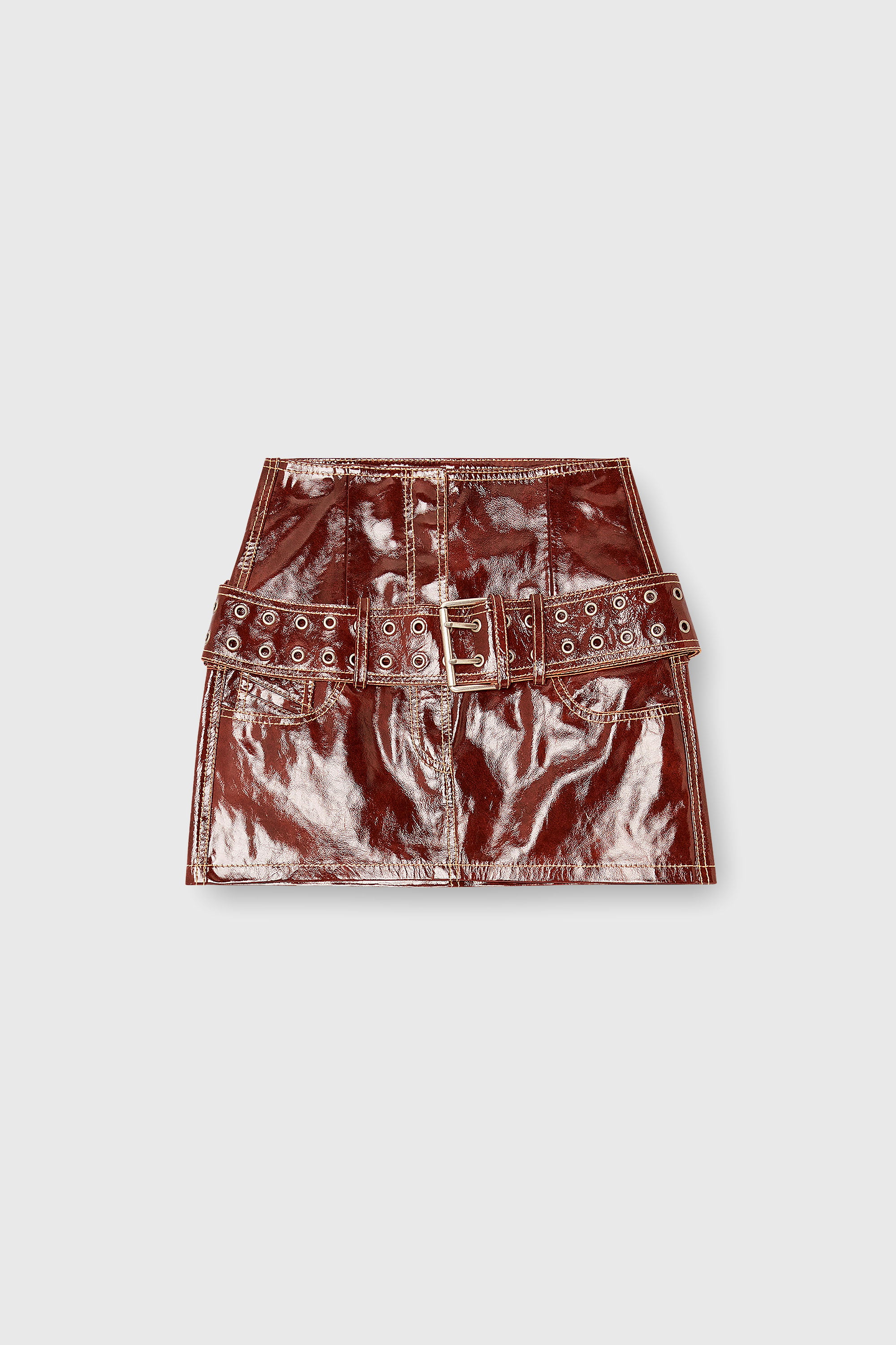 Diesel - L-EVANT, Falda mini de charol con cintur&oacute;n Mujer in Rojo - 2