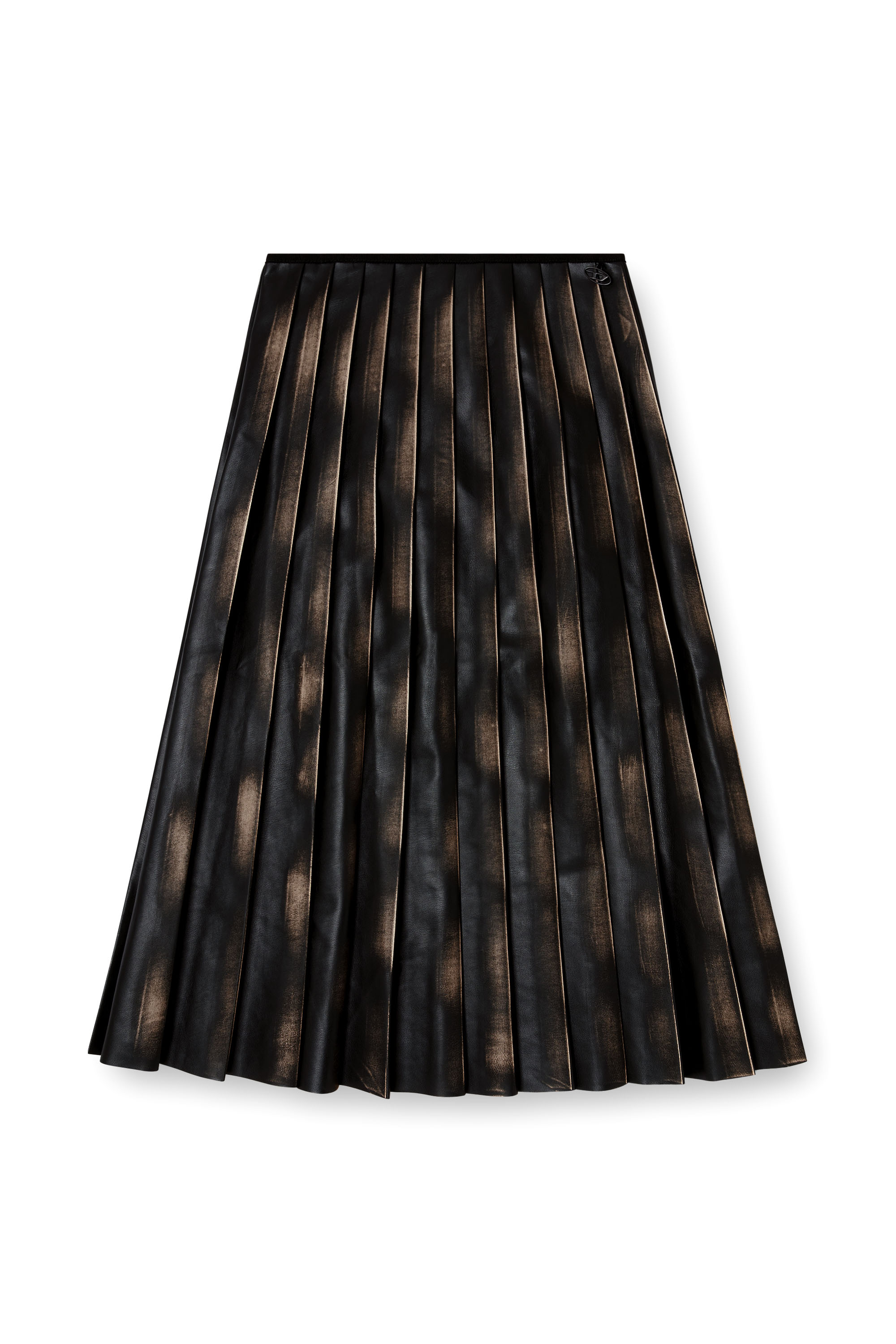 Diesel - O-SAKA, Female's Distressed pleated midi skirt in Black/Brown - 3