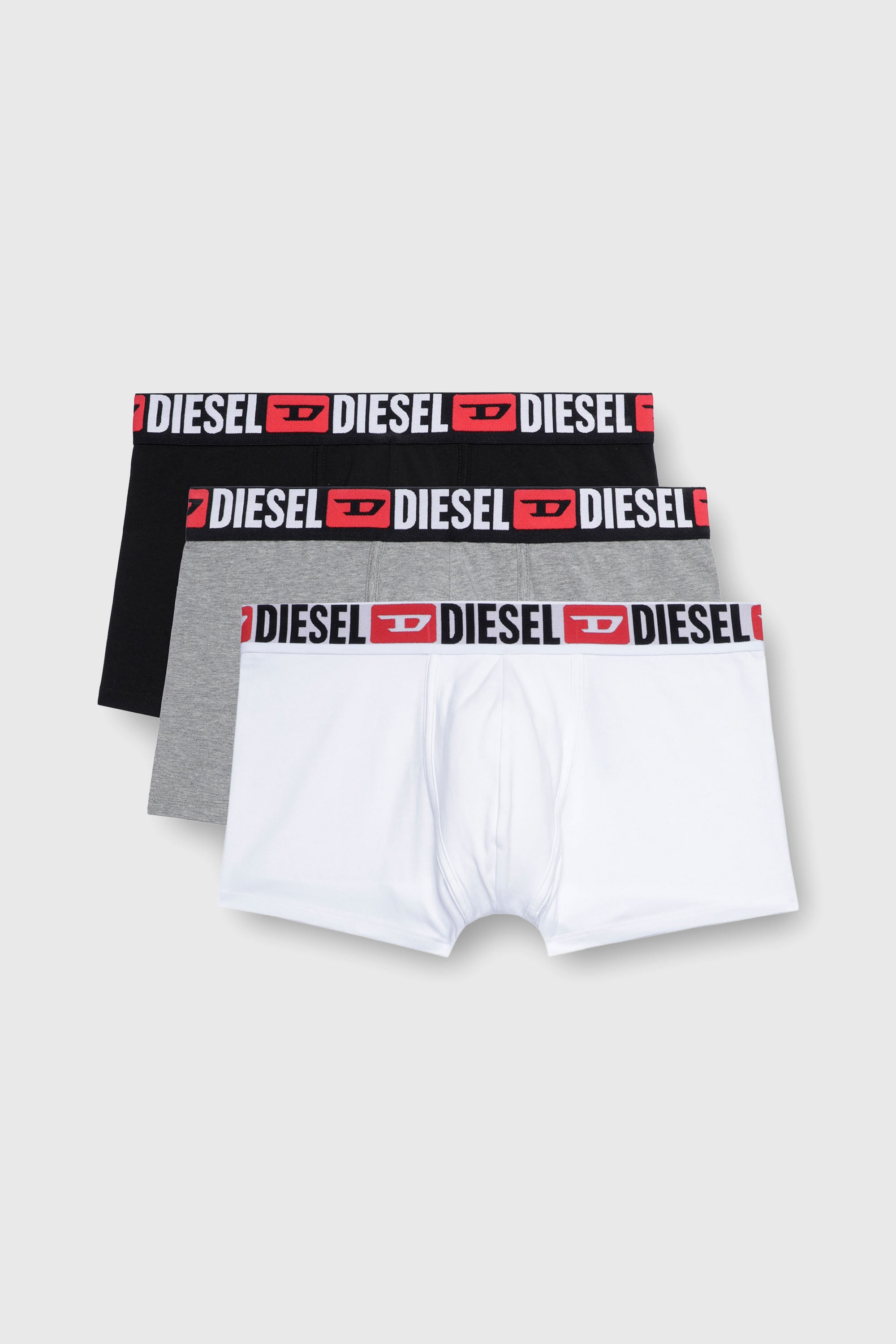 Diesel - UMBX-DAMIENTHREEPACK, Male's Three-pack of all-over logo waist boxers in White/Grey - 1