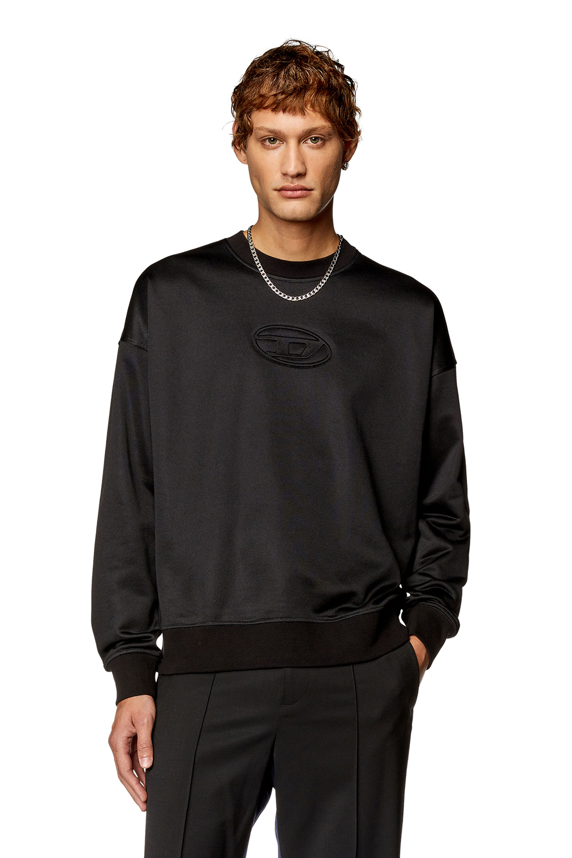 Men's Sweatshirt with embossed Oval D logo | Black | Diesel
