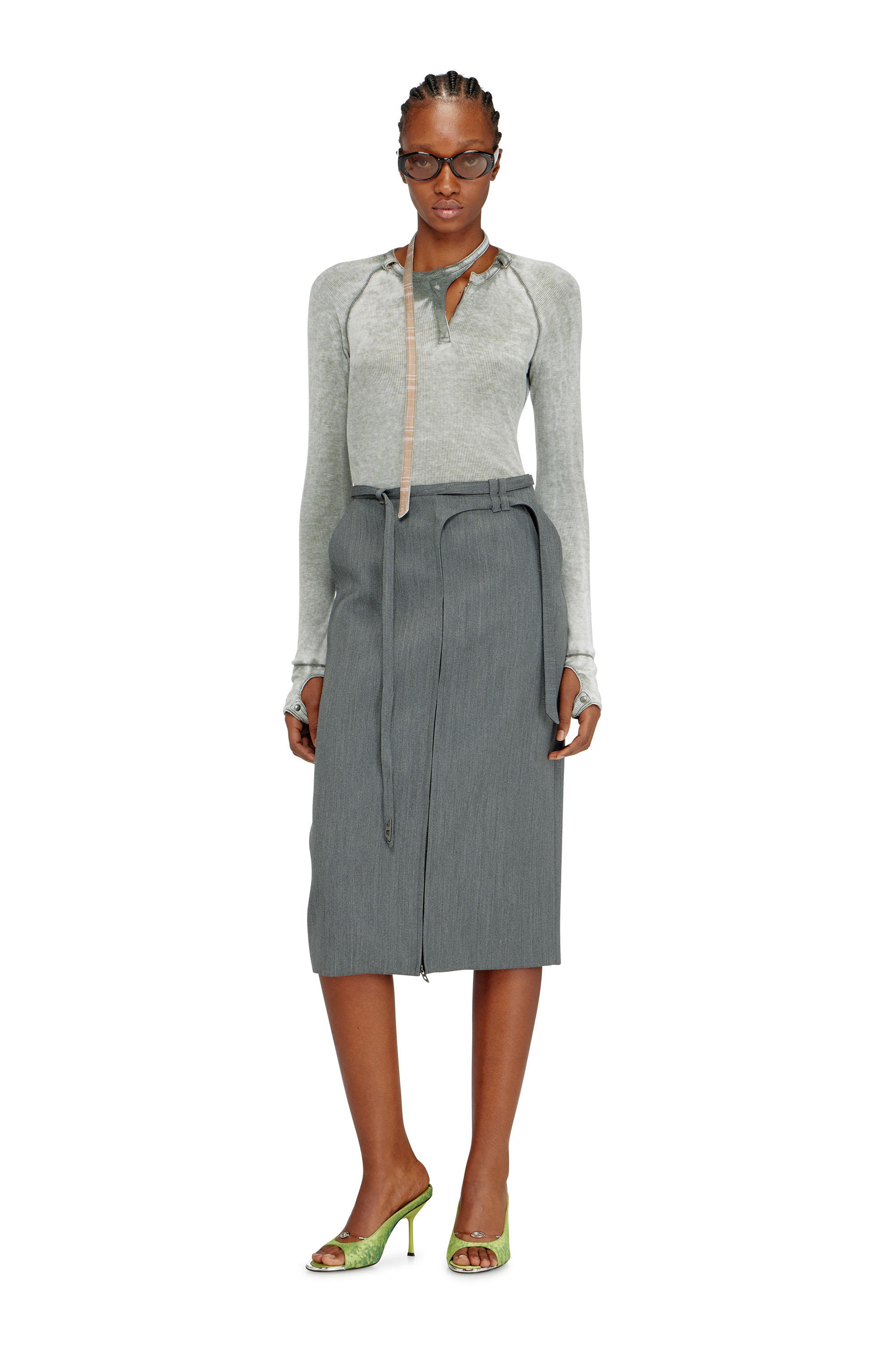 Diesel - T-ECLA, Female's Rib-jersey top with biker neck strap in null - 2