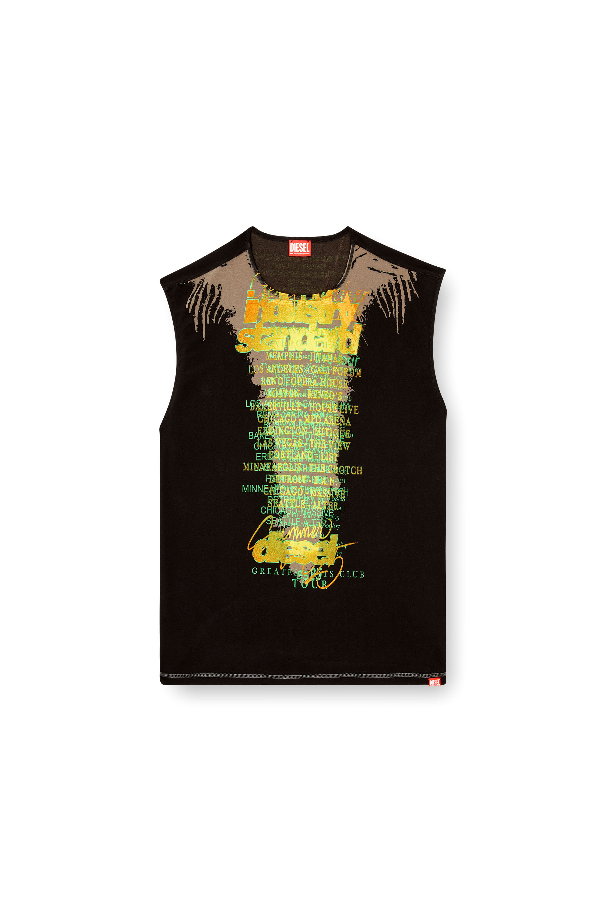 Diesel - T-ISAK-A, Camiseta sin mangas con estampado de letras de canciones Unisex in Negro - 2