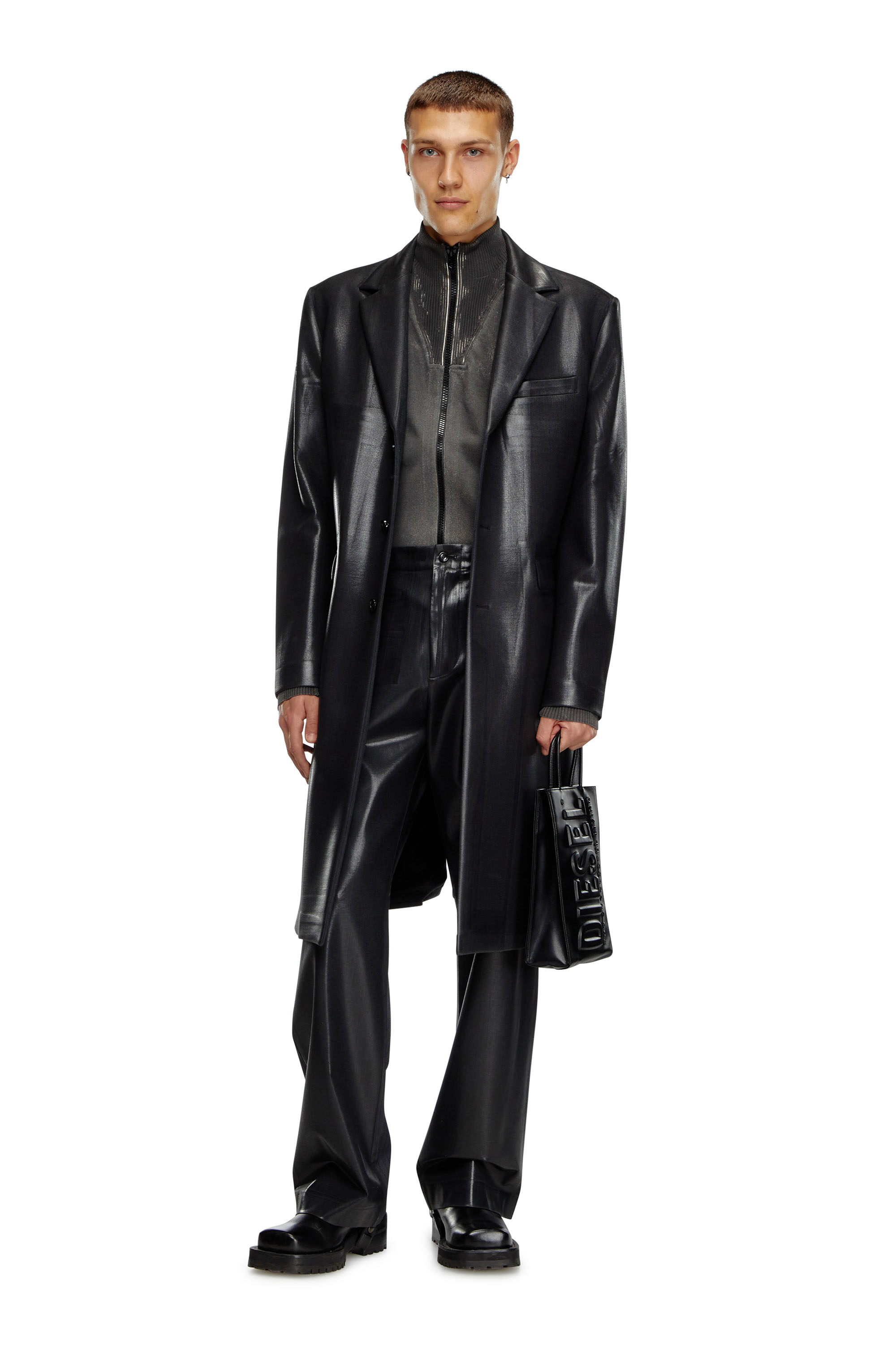 Diesel - DSL 3D SHOPPER M X, Male's Dsl 3D M-PU tote bag with embossed logo in Black - 6