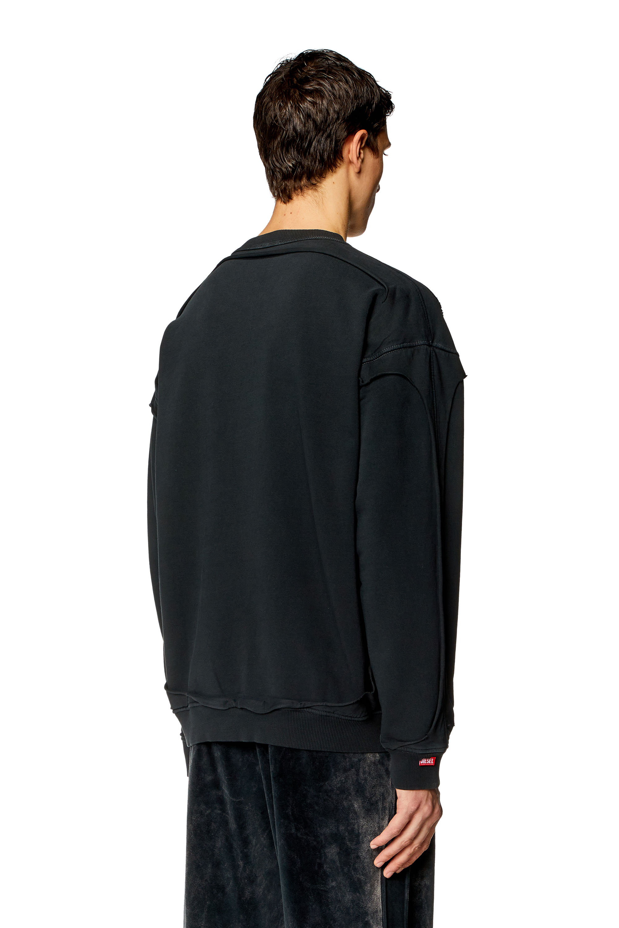 Diesel - S-BOXT-DBL, Man's Sweatshirt with peel-off effect in Black - 4