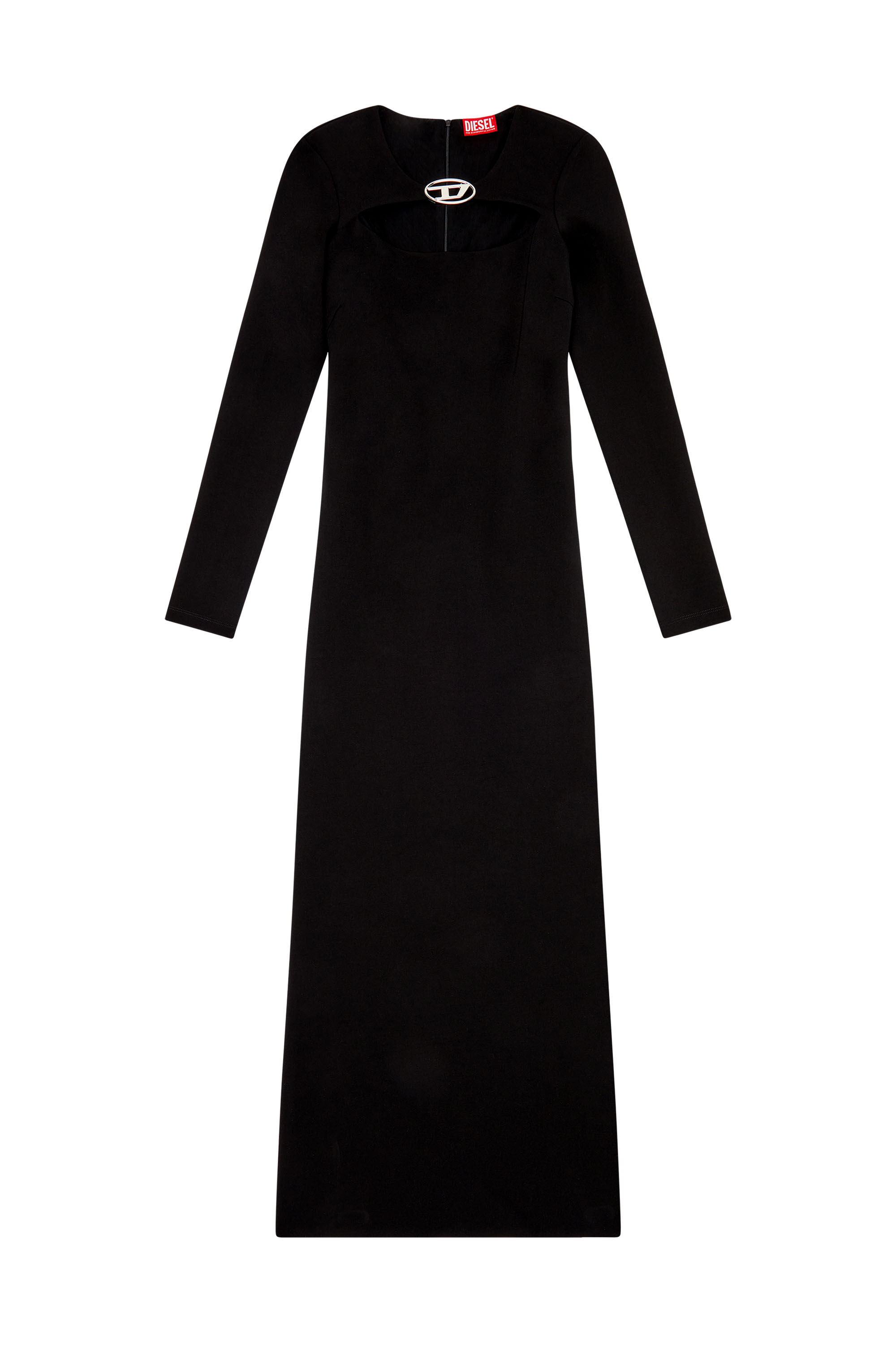 Diesel - D-AMS, Woman's Milano-knit dress with metal Oval D plaque in Black - 2