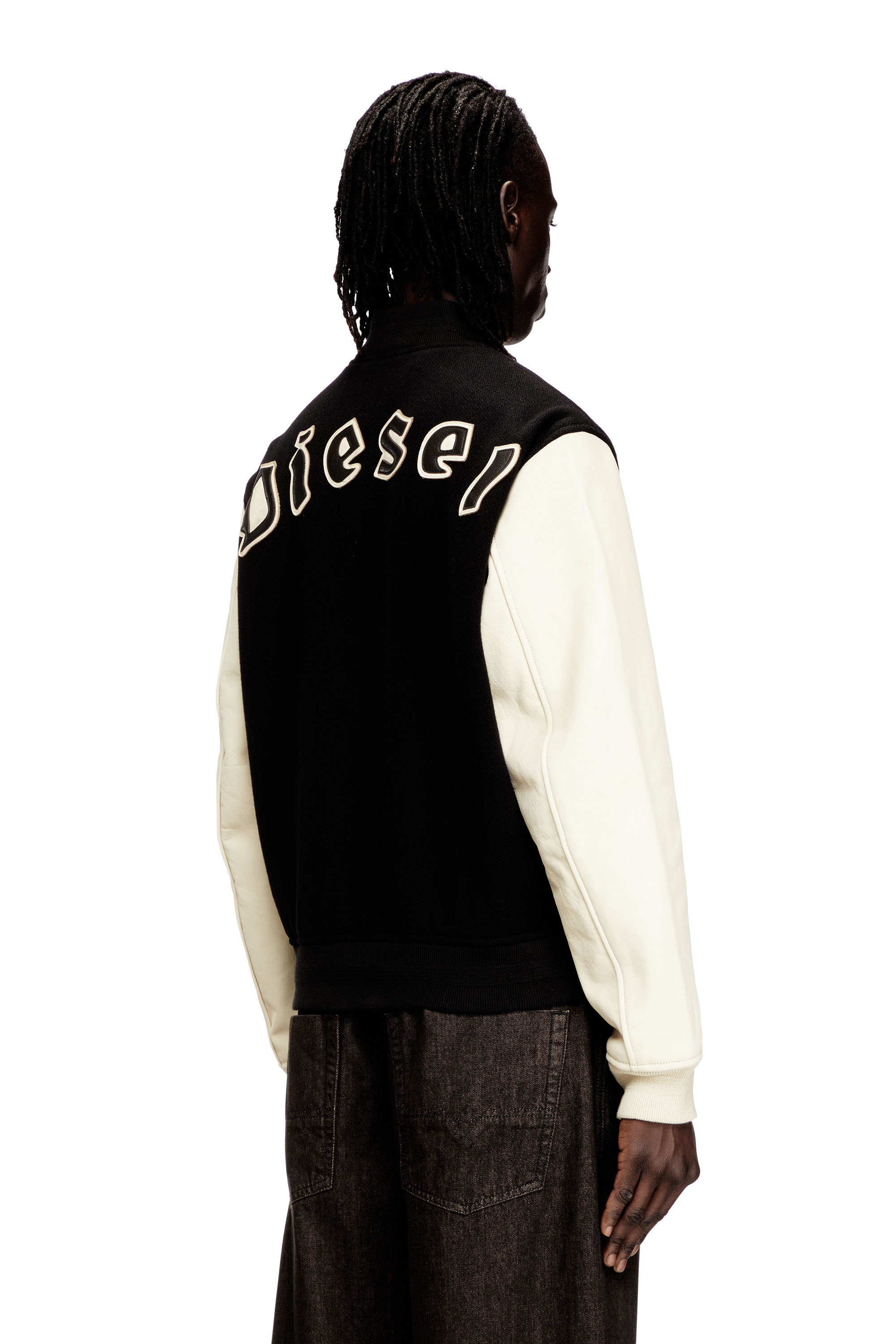 Diesel - L-ARRY-WRD, Male's Bomber jacket in wool blend and leather in null - 5