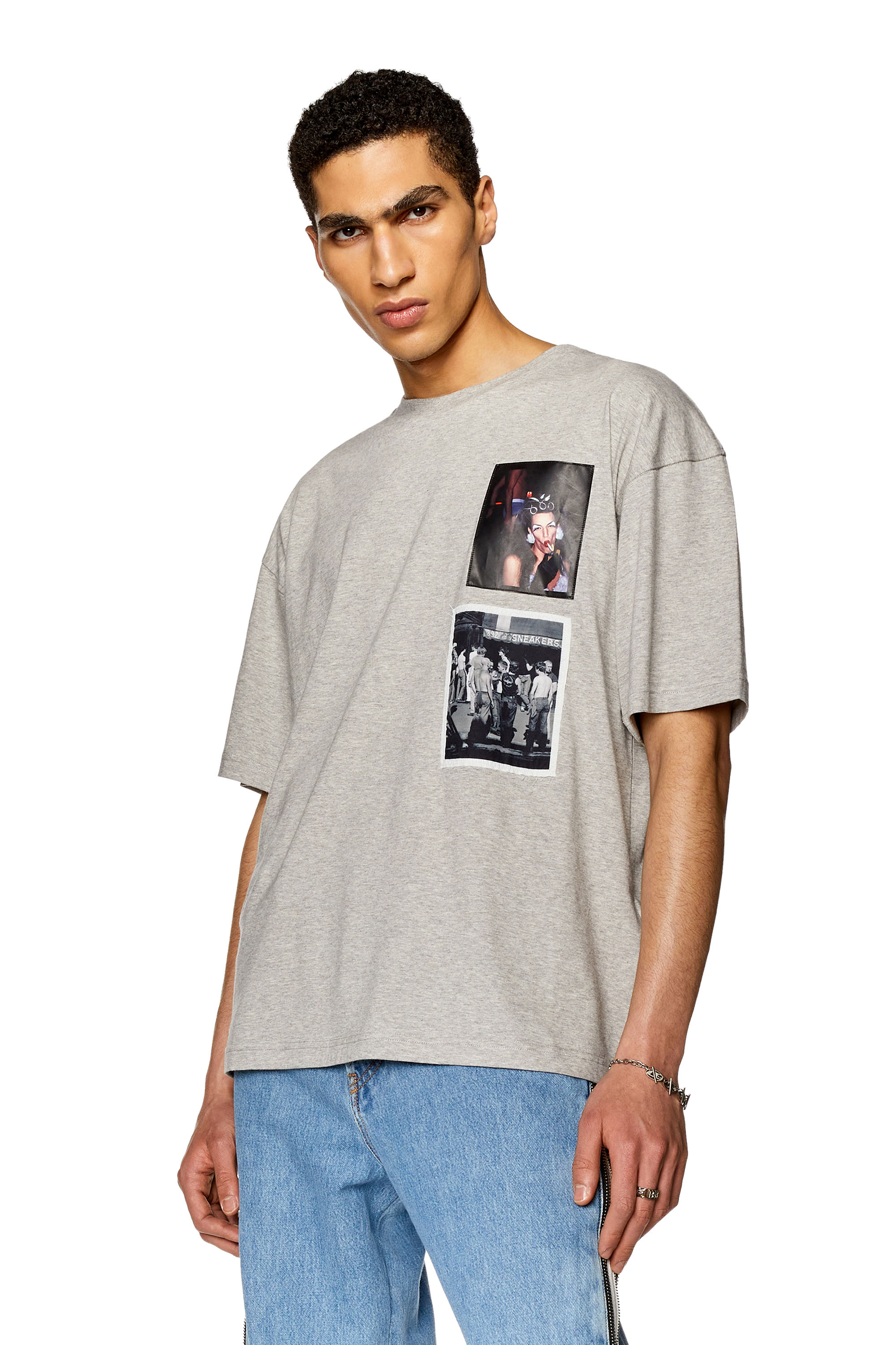 Diesel - PR-T-NLABEL-23, Unisex's Boxy T-shirt with multiple patches in Light Grey - 3