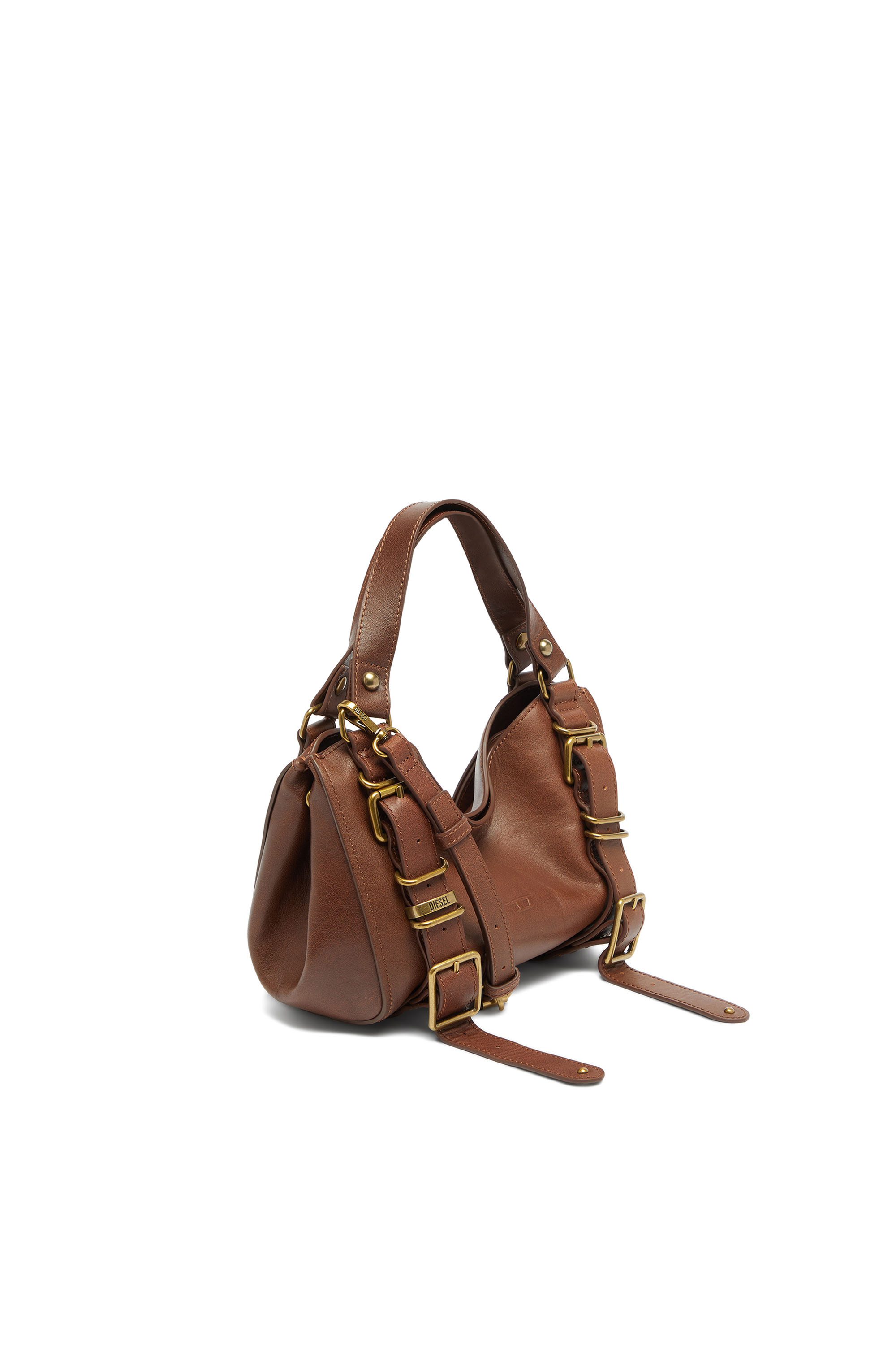 Diesel - D-ONE TOPHANDLE S, D-One-Sac small &agrave; poign&eacute;e sup&eacute;rieure en cuir trait&eacute; Femme in Marron - 4