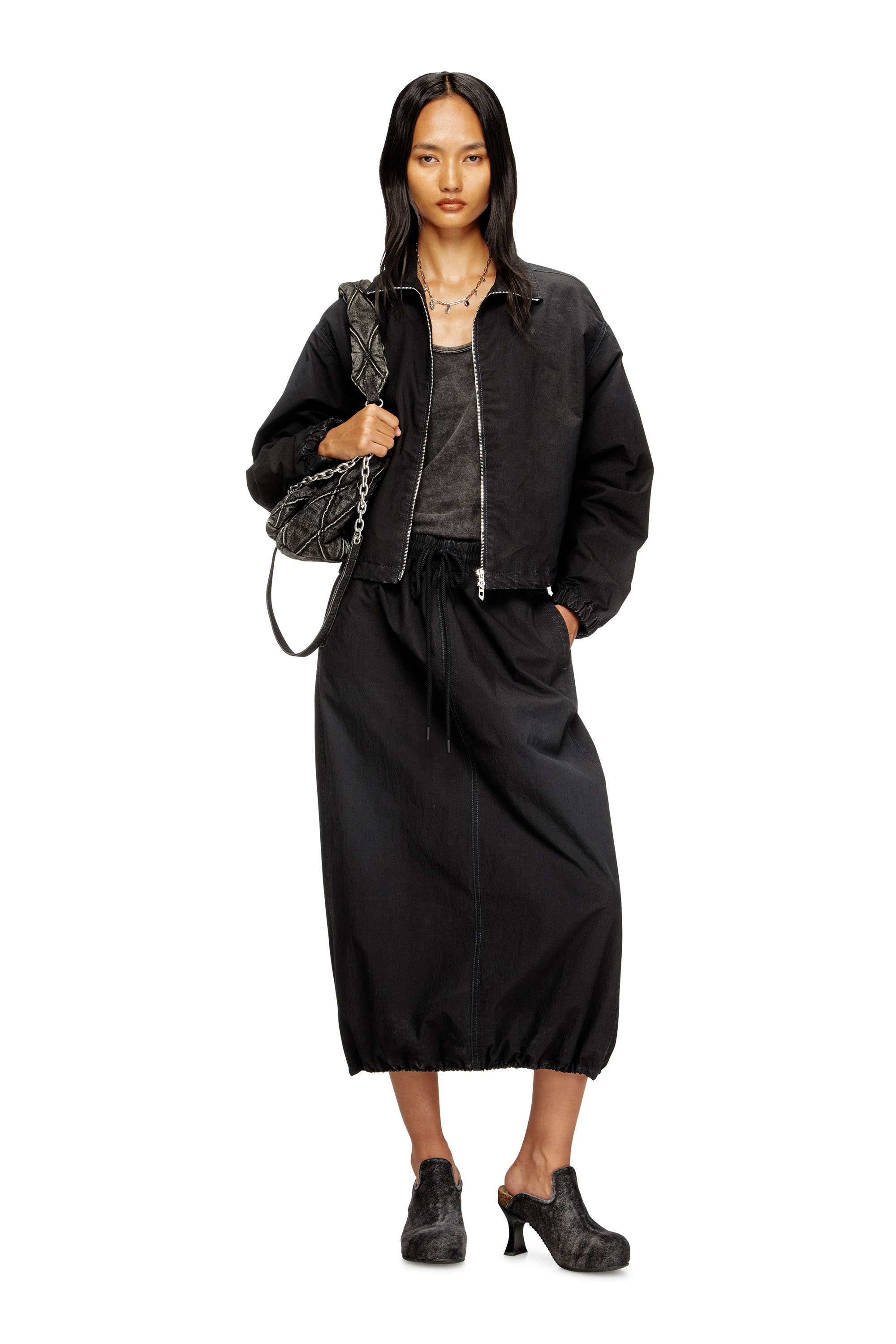 Diesel - DE-SANDERZ JOGG, Female's High-neck technical JoggJeans jacket in Black - 1