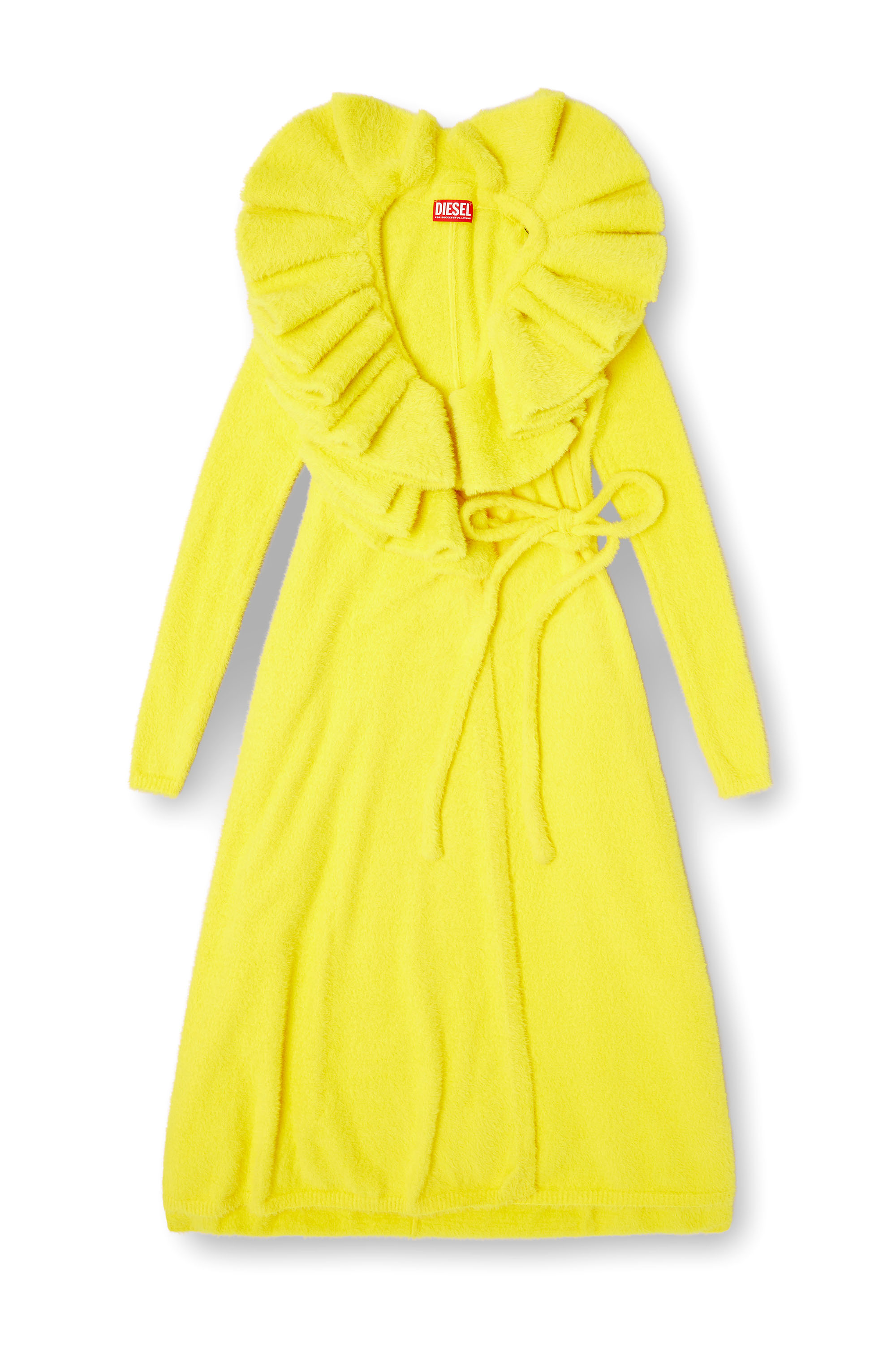 Diesel - M-INGELINA, Woman's Fluffy&nbsp;midi dress&nbsp;with ripple neck in Yellow - 3