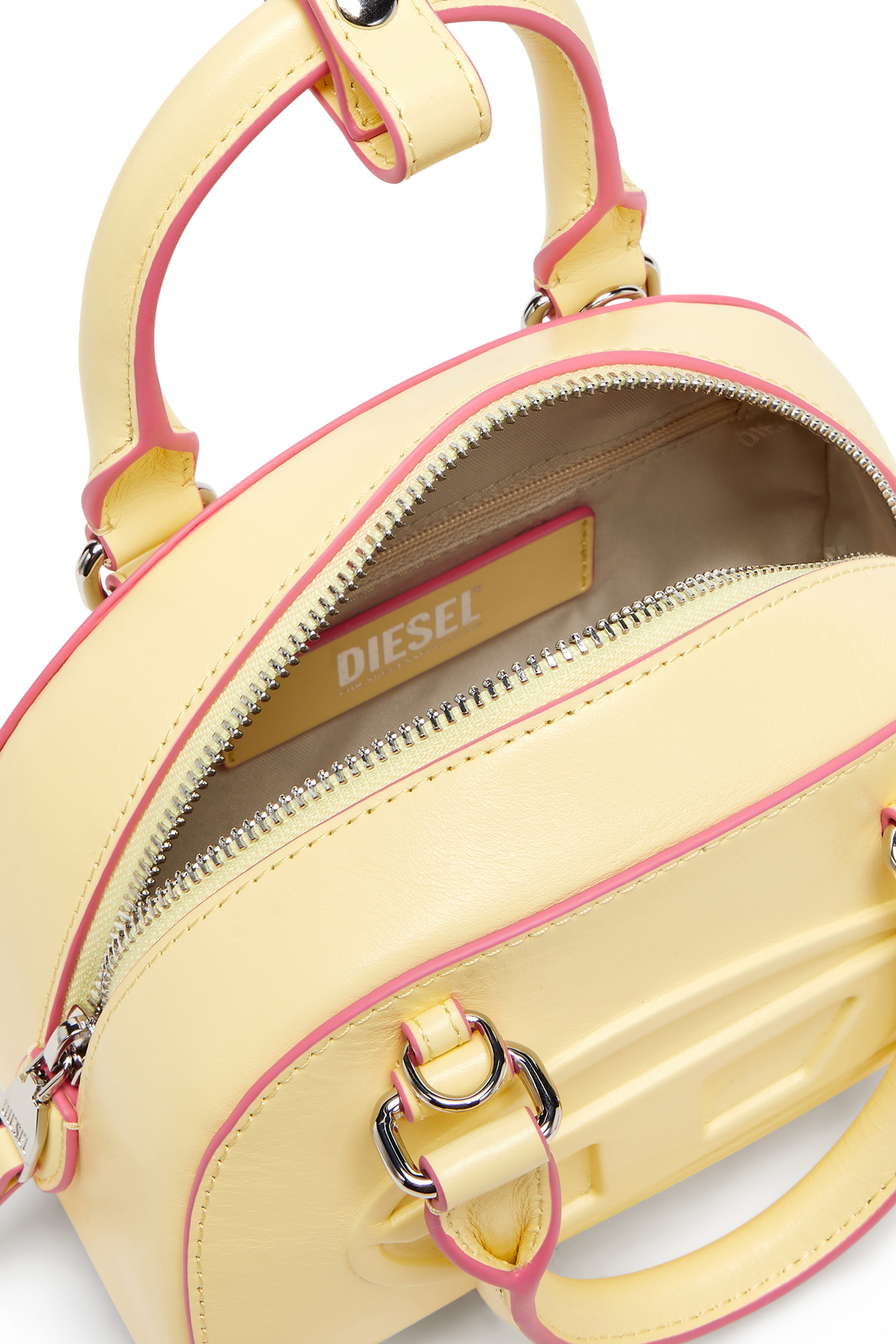 Diesel - 1DR DOME CROSSBODY, Female's 1DR Dome-Leather mini bowling bag in Yellow - 3
