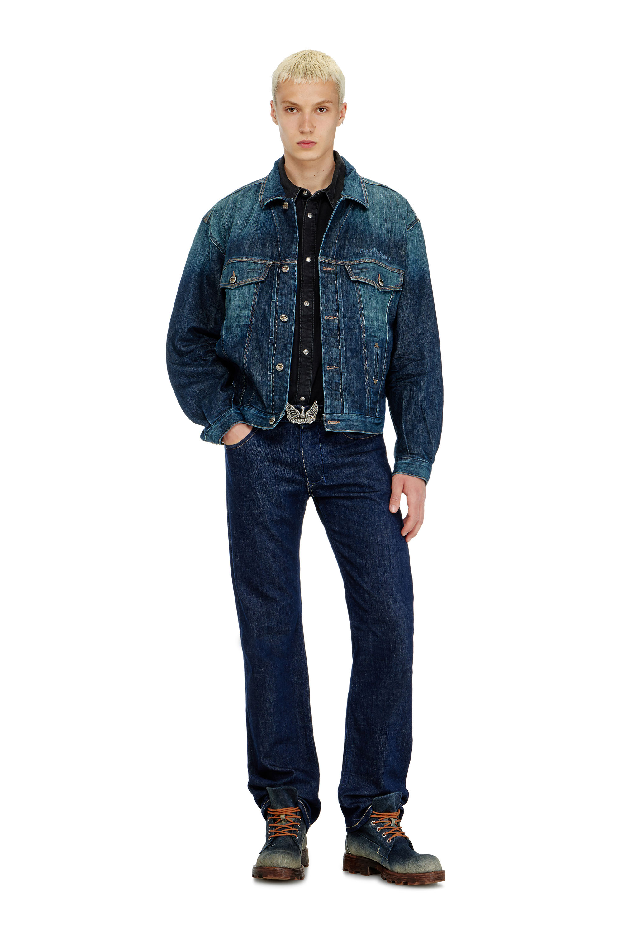 Diesel - D-DENVER-CL, Unisex's Trucker jacket in selvedge denim in Medium blue - 2