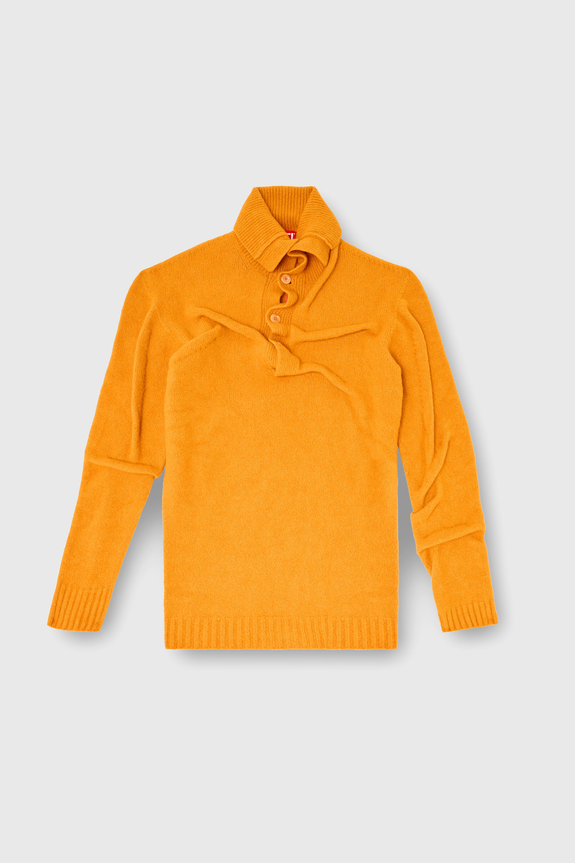 Diesel - K-ANDREW, Jersey con cuello de botones en punto hervido arrugado Hombre in Naranja - 1