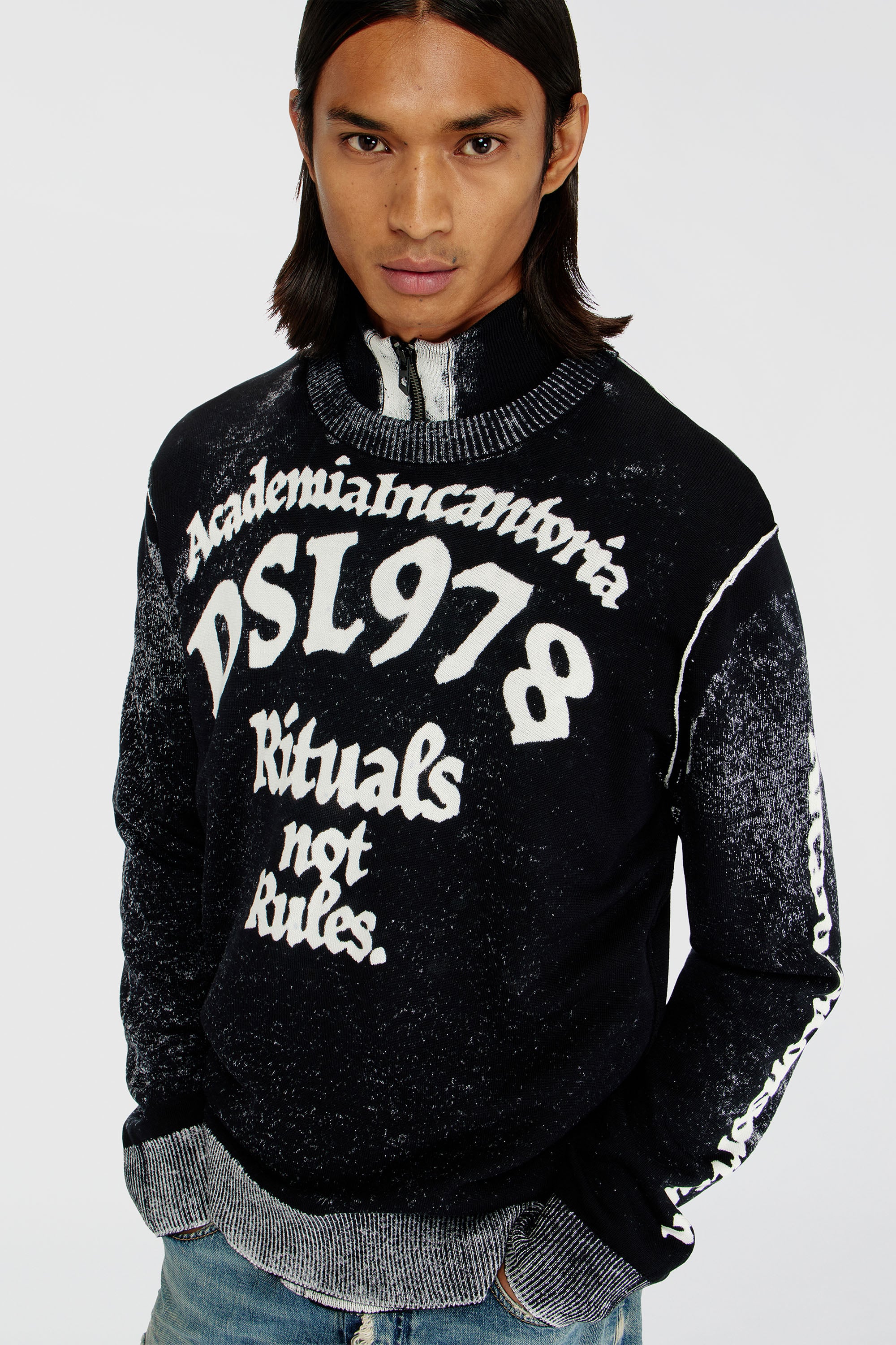 Diesel - K-LAUTI, Pull en coton trait&eacute; avec slogan Homme in Polychrome - 5