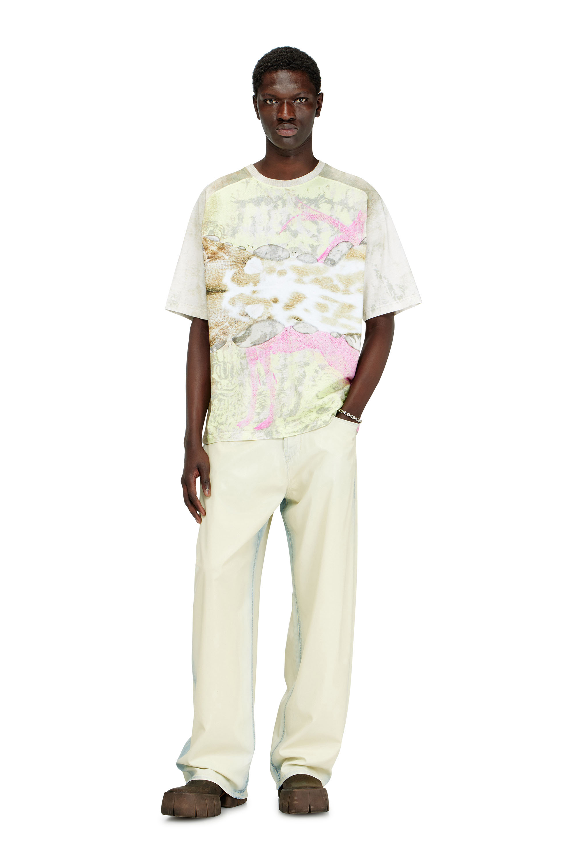 Diesel - T-CLINT, Male's T-shirt with animal print in Grey - 2