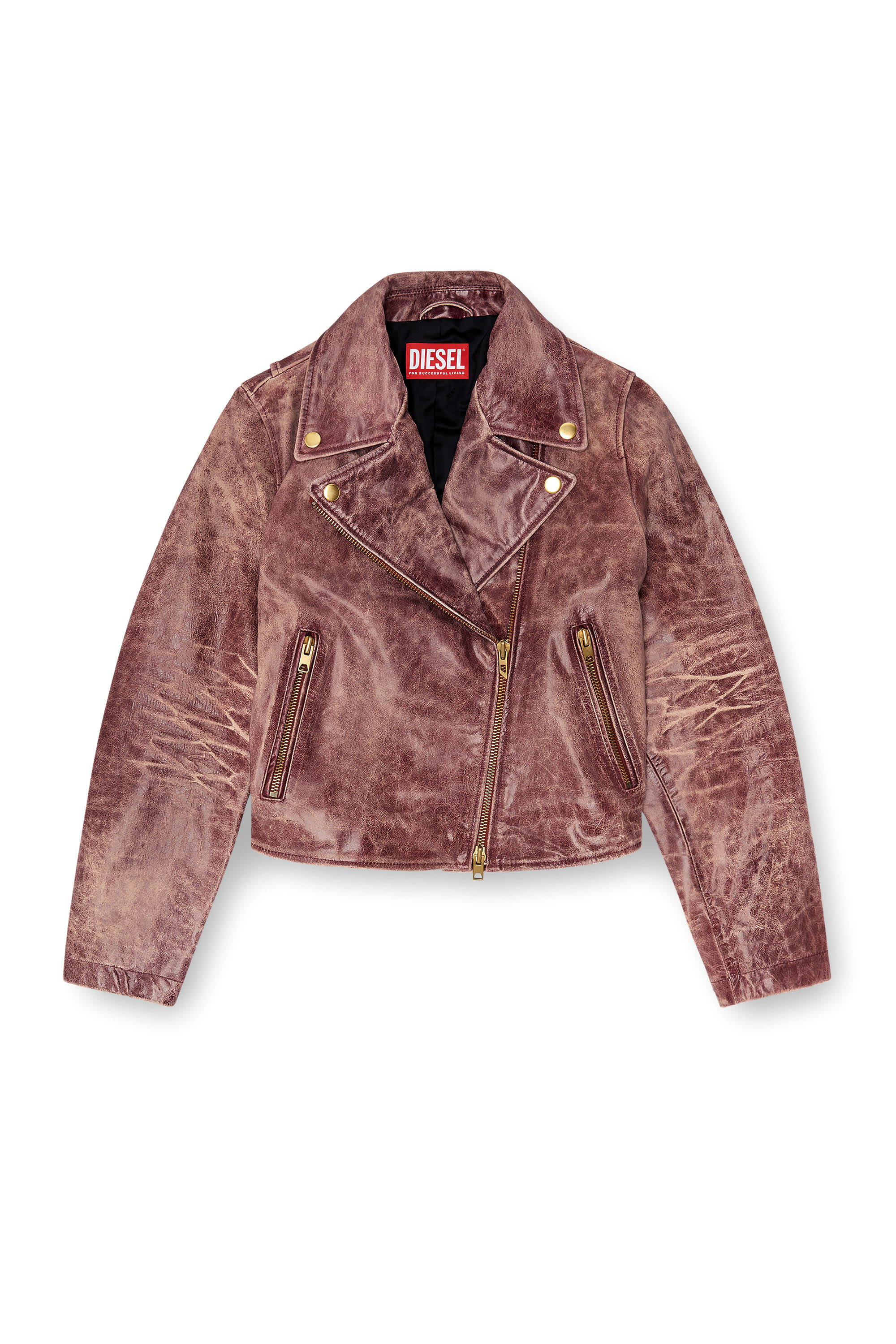 Diesel - L-UNATIC-T1, Veste biker en cuir trait&eacute; Femme in ToBeDefined - 3