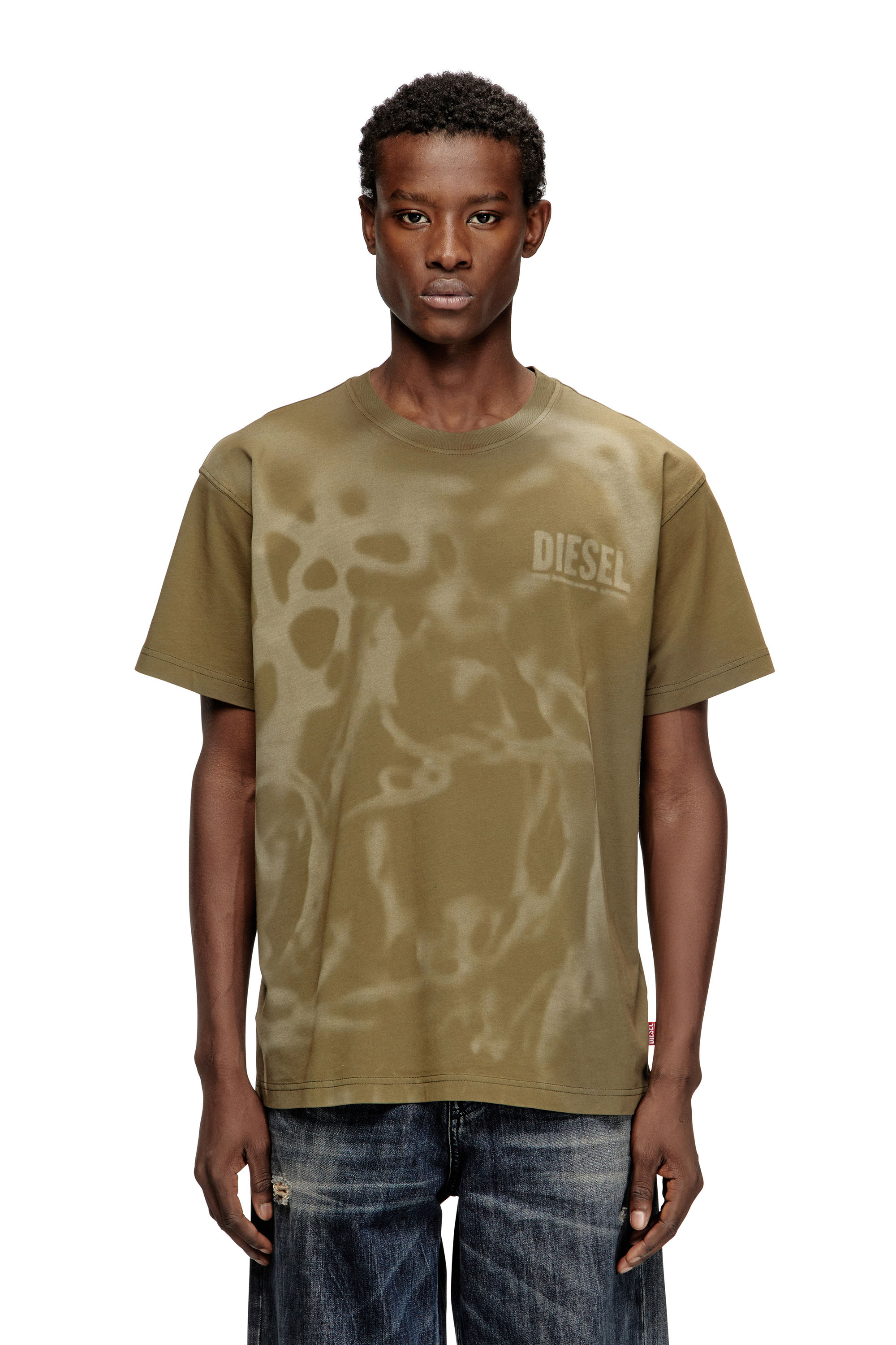 Diesel - T-NORM-V7, T-shirt en coton avec impression laser Homme in Beige - 1